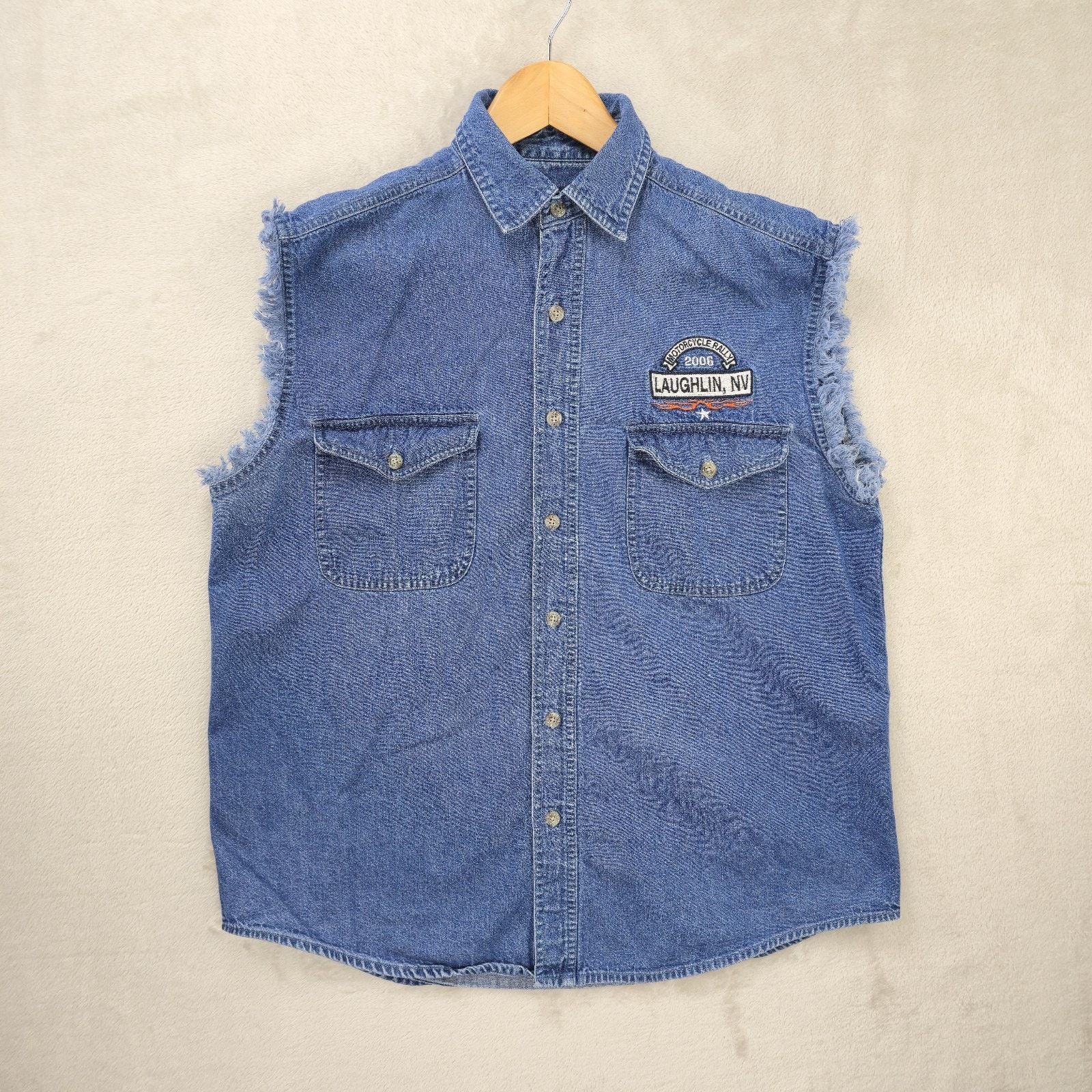 Other Laughlin Nevada Motorcycle Rally Denim Shirt Med 2006 Y2K Size US M / EU 48-50 / 2 - 2 Thumbnail