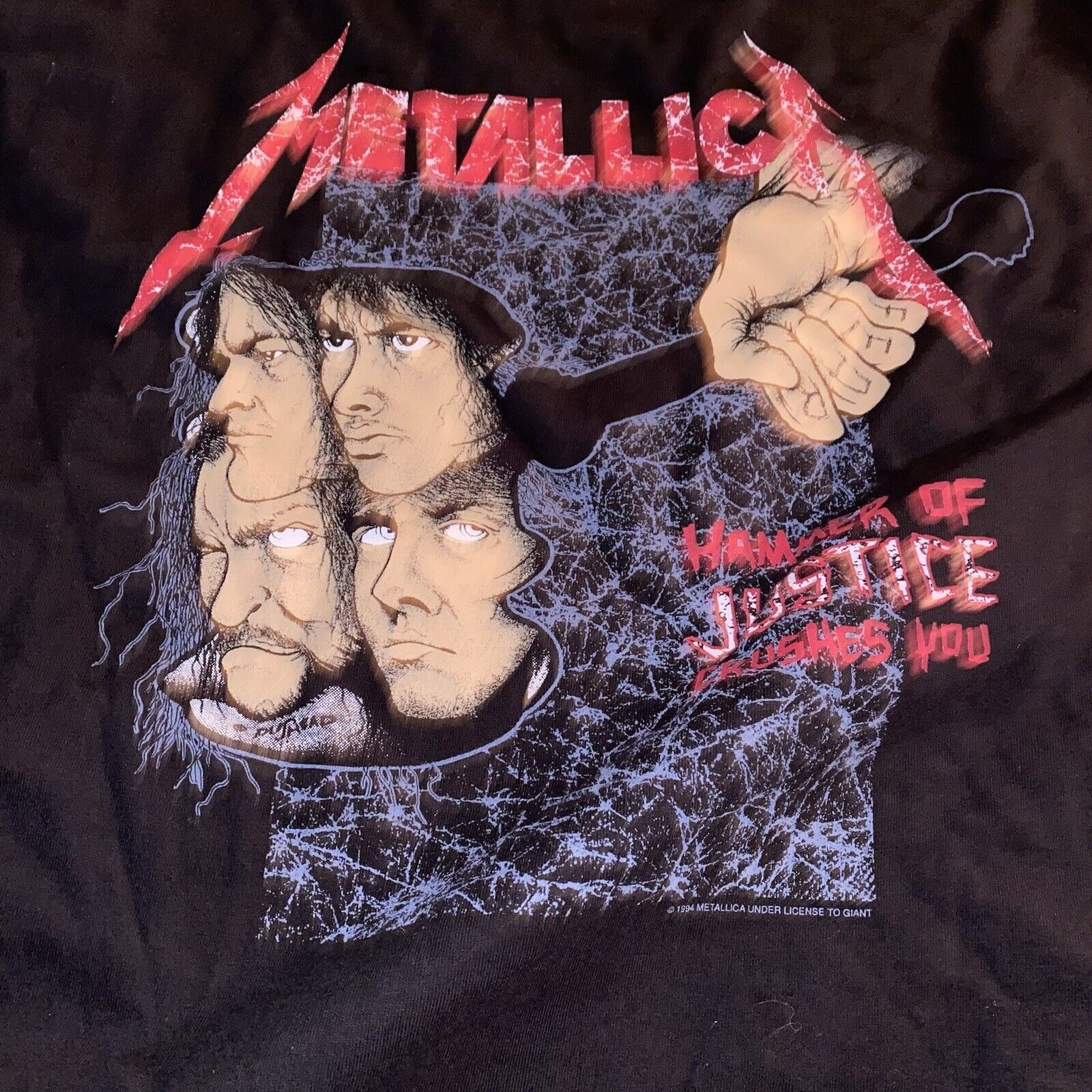 Delta Vtg Metallica 1994 Justice For All Hammer Of Justice T-Shirt Size US XXL / EU 58 / 5 - 9 Thumbnail