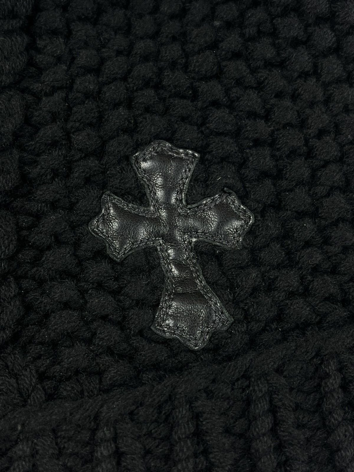 Chrome Hearts Chrome Hearts Beaver Fur Pom Pom Leather Cross Patch Beanie Size ONE SIZE - 3 Thumbnail