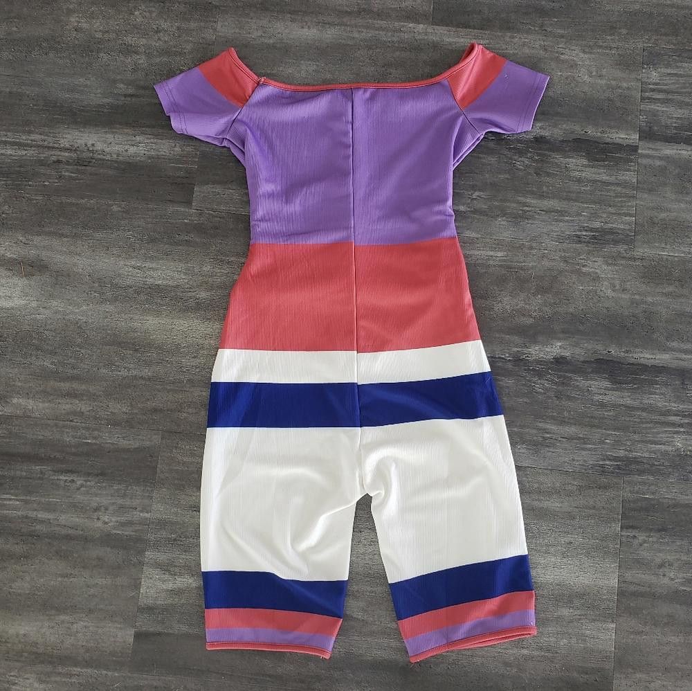 Designer Multicolored Stripe Front Tied Romper Size 28" / US 6 / IT 42 - 2 Thumbnail