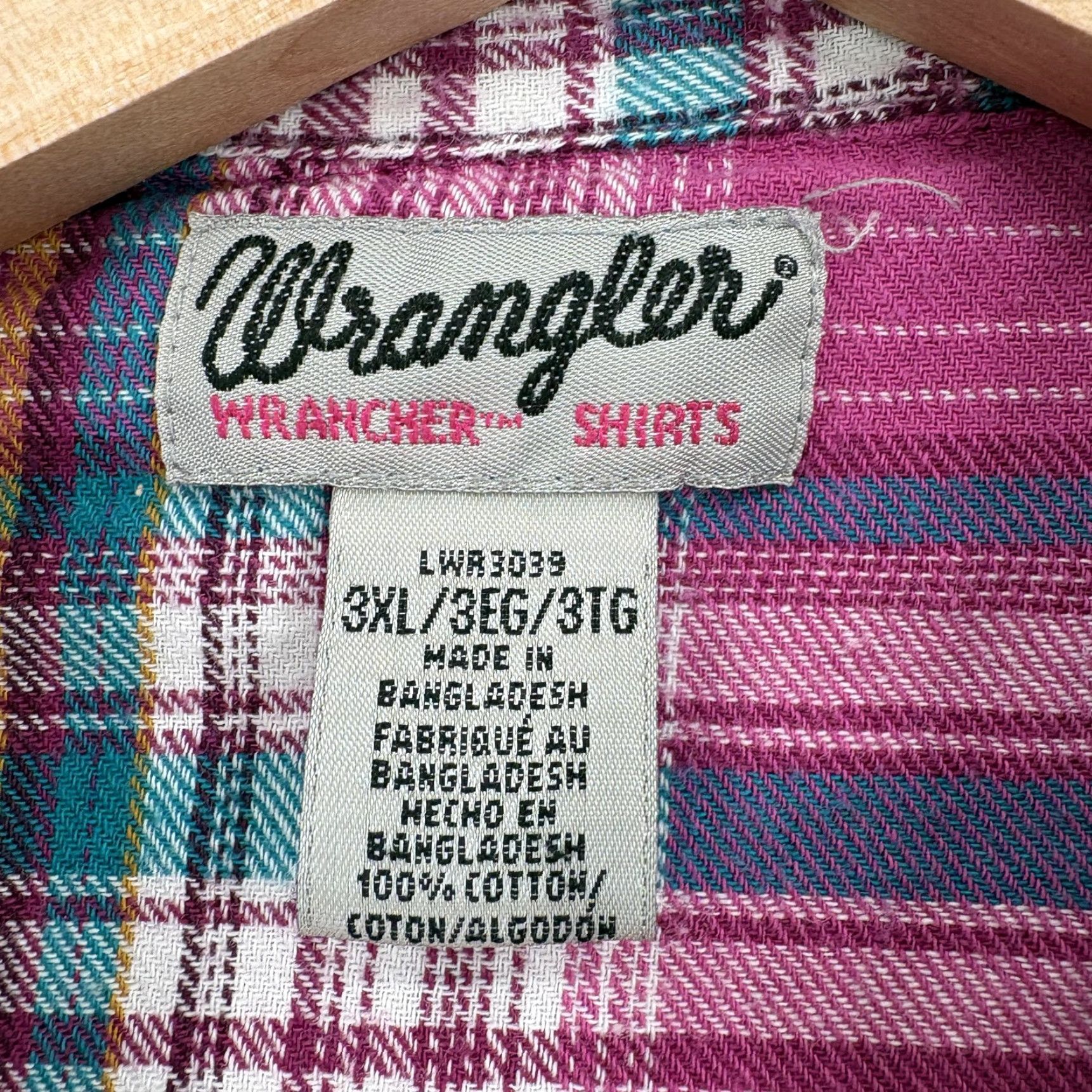 Wrangler VINTAGE Wrangler Shirt Womens 3XL Pink Plaid Flannel Pearl Snap Long Sleeve Western Y2K Size XXL / US 16-18 / IT 52-54 - 4 Thumbnail