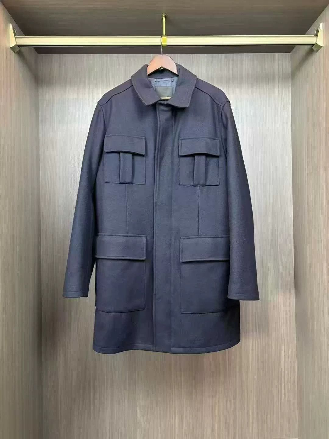 Prada navy blue wool pocket military coat Size US L / EU 52-54 / 3 - 1 Thumbnail