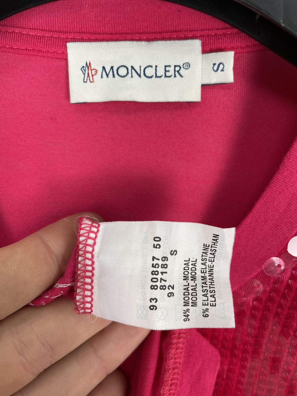 Moncler × Moncler Gamme Bleu × Moncler Grenoble Vintage MONCLER Patch Logo Rhinestones Short Sleeve T-Shirt Top S Size S / US 4 / IT 40 - 4 Thumbnail