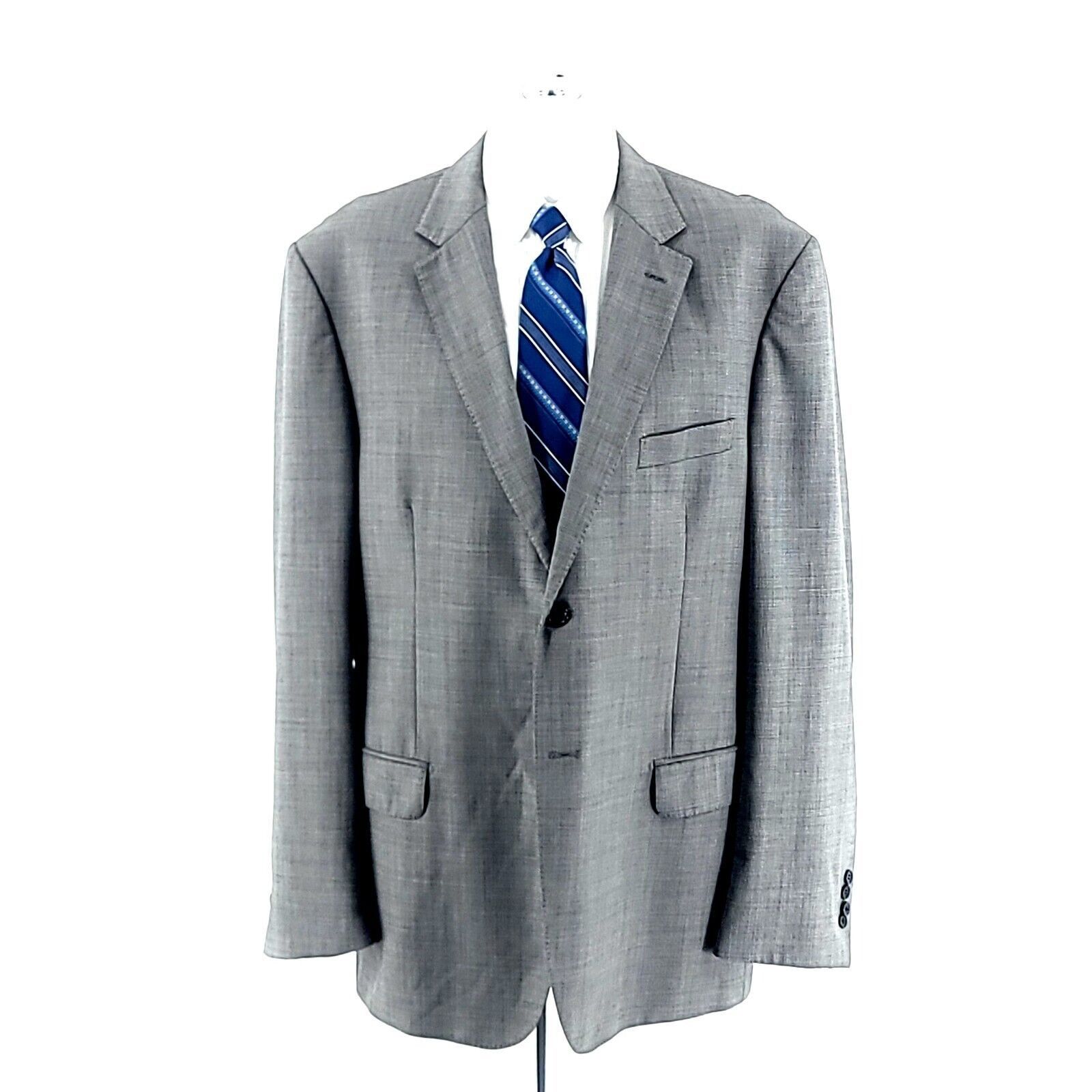 Pronto Uomo Pronto Uomo Signature Super 120s Wool 2 Button Blazer Gray N Size 46L - 9 Thumbnail