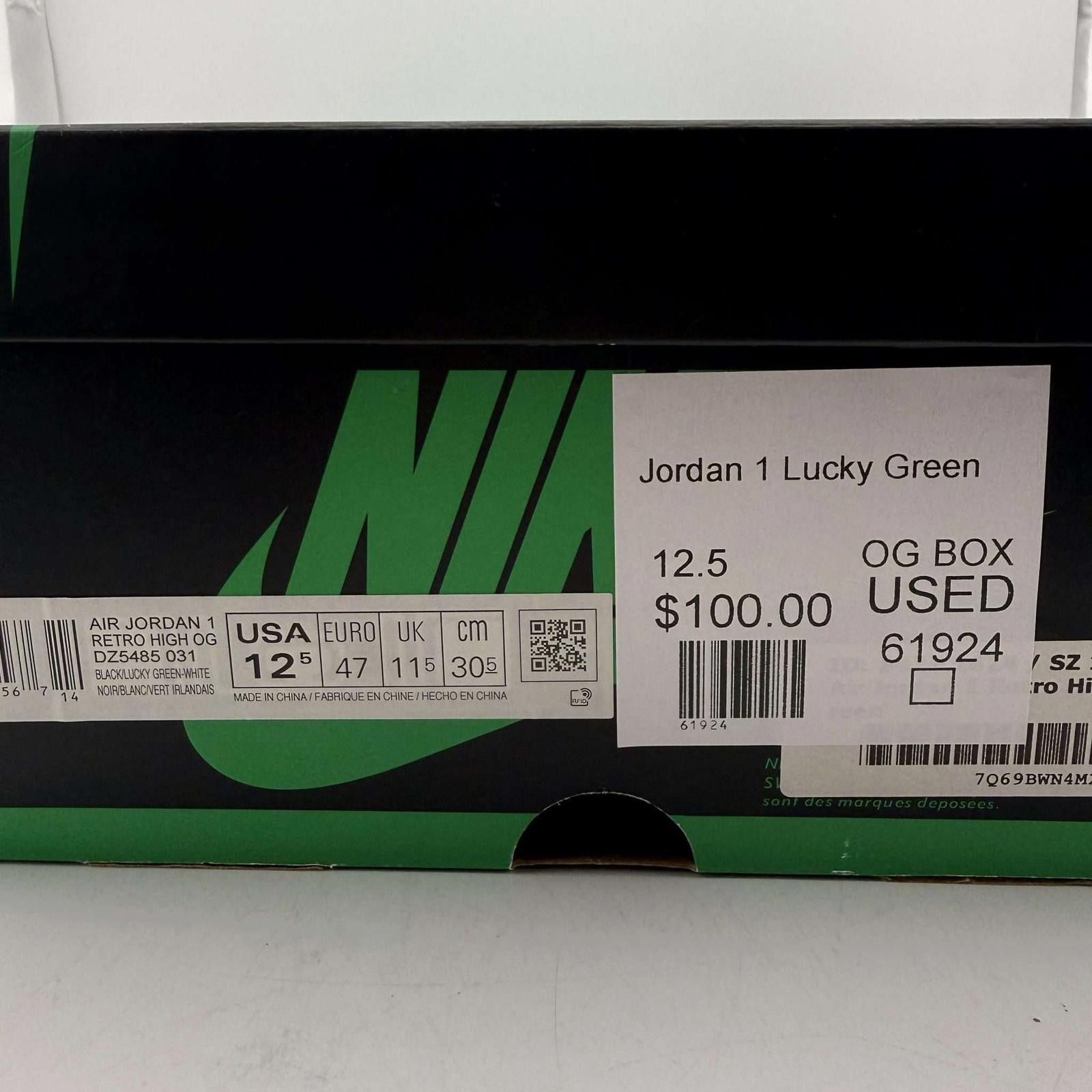 Nike Air Jordan 1 Retro High OG Lucky Green 12.5 Used with Box Size US 12.5 / EU 45-46 - 9 Thumbnail