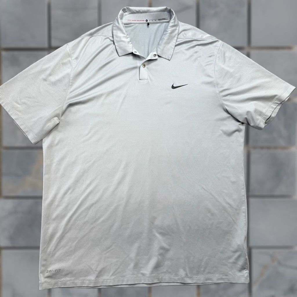 Nike Nike Tiger Woods Golf Polo Shirt Mens XL Gray Striped Snap Collar Breathable Size US XL / EU 56 / 4 - 1 Thumbnail