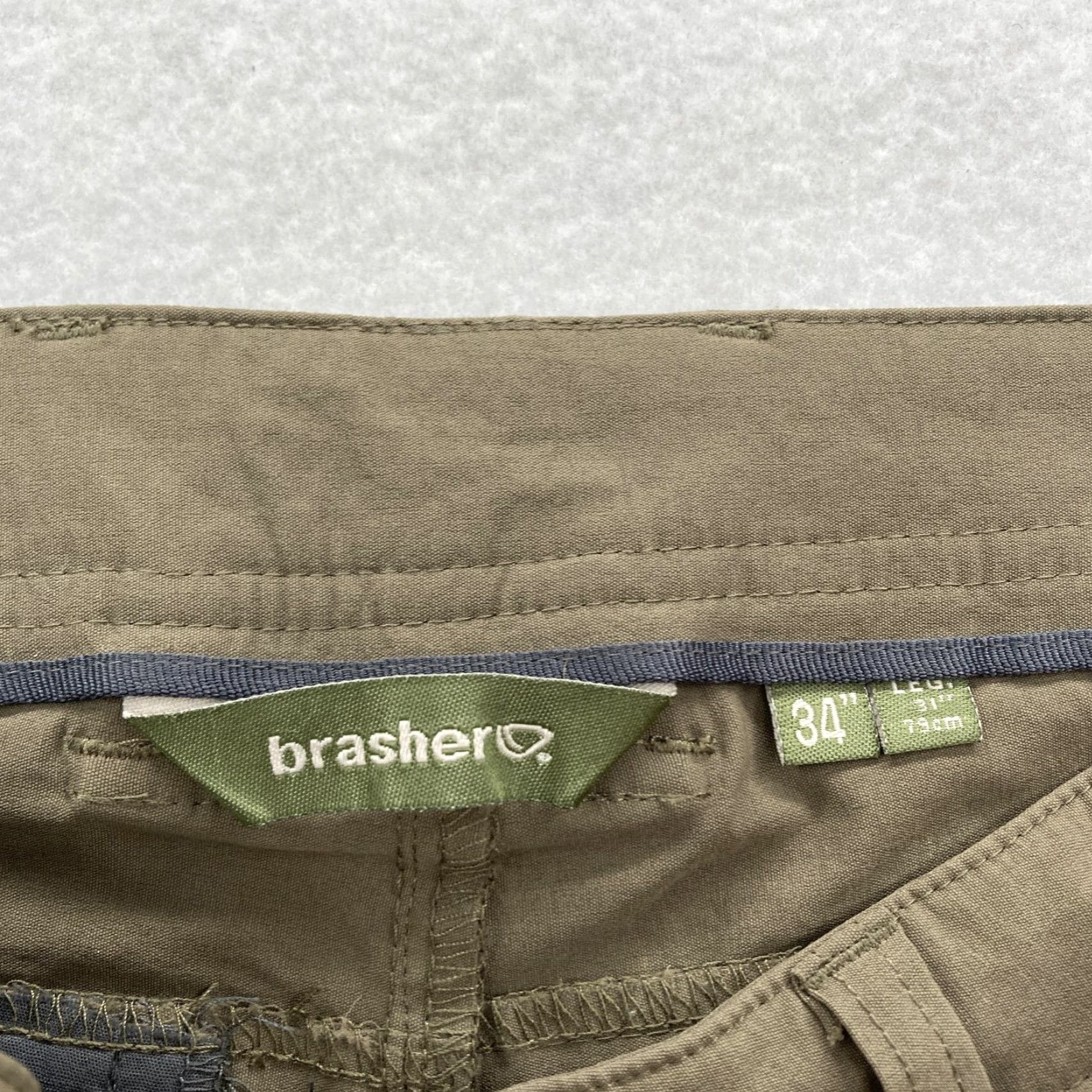 Thrasher Brasher Mens 34x31 Olive Green Stretch Walking Trousers Hiking Outdoor Pants Regular Khakis Pockets Zip Pocket Stretch Size US 34 / EU 50 - 5 Thumbnail