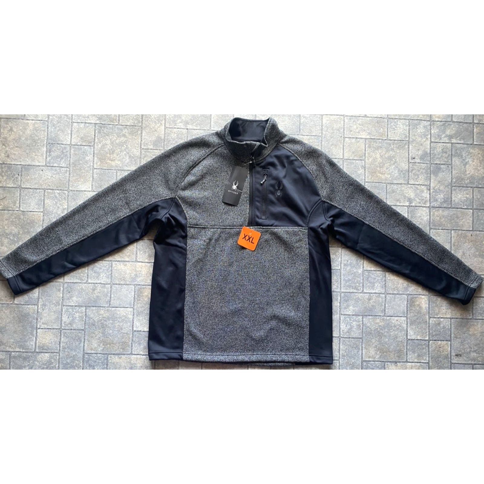 Spyder NWT Spyder Jacket 2XL Men Gray 1/4 Zip Pullover Pocket Logo Black Polyester Jacket Size US XXL / EU 58 / 5 - 2 Thumbnail