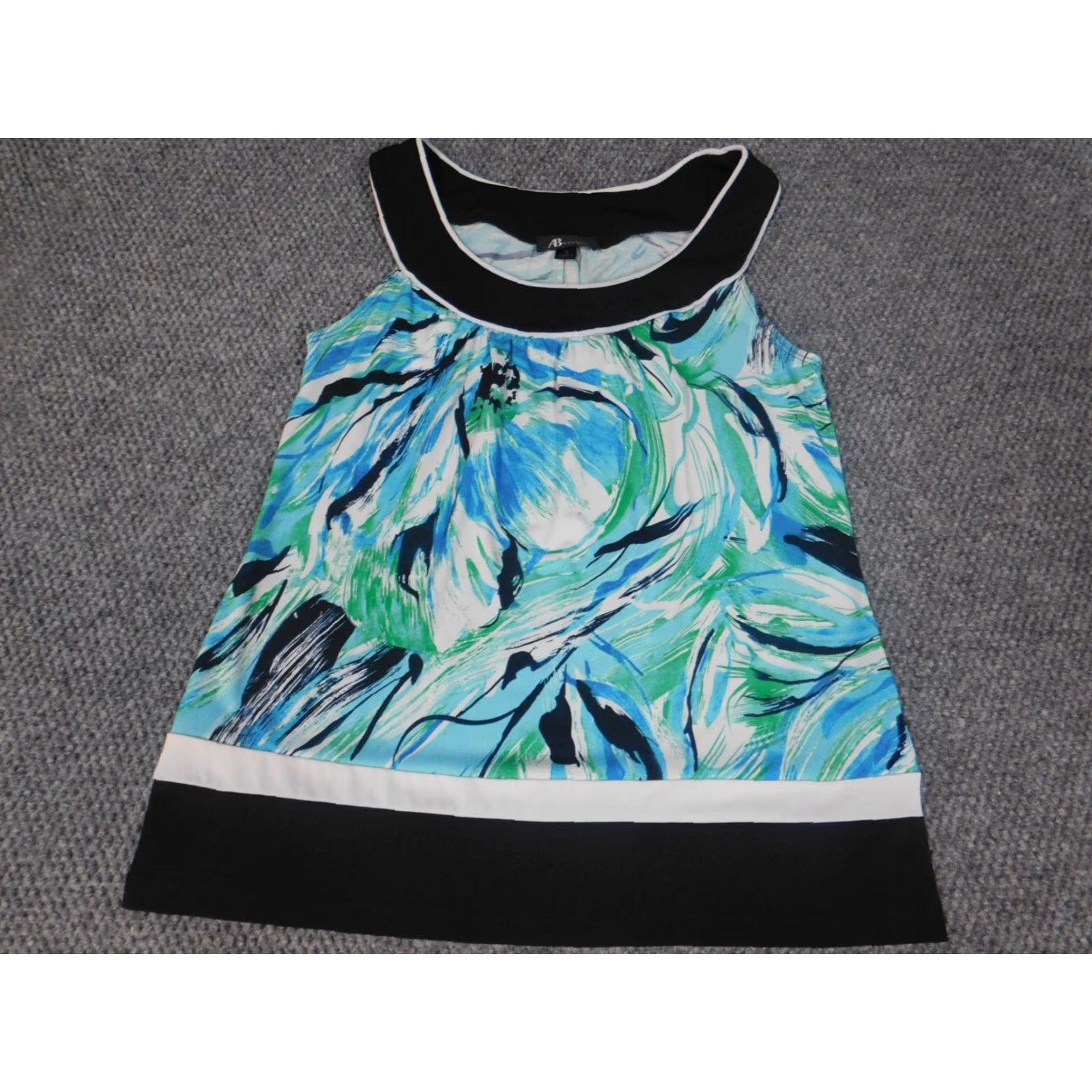 Vintage AB Studio Womens Blouse Small blue floral stretch pullover Size S / US 4 / IT 40 - 2 Thumbnail