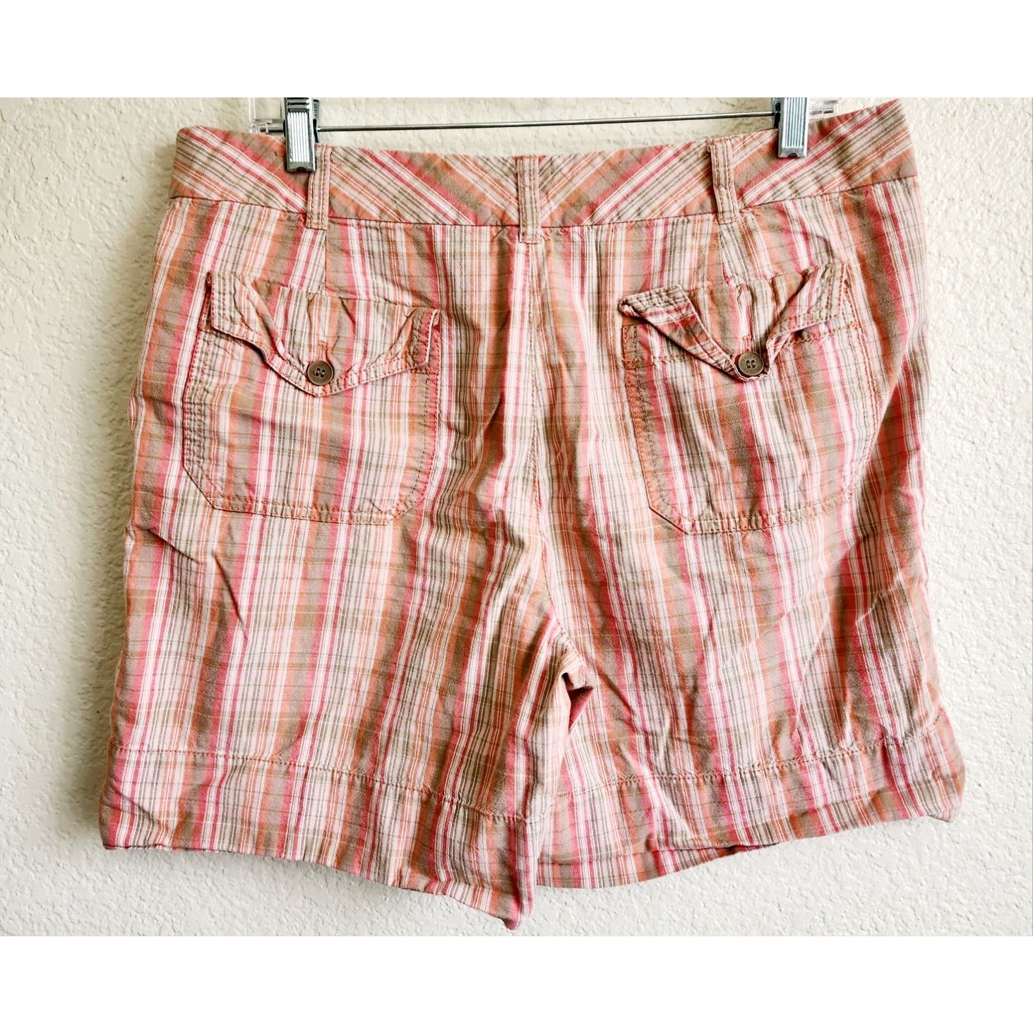 Other Axcess Orange Brown Plaid Chino Shorts 12 Lightweight Size 34" / US 12 / IT 48 - 2 Thumbnail