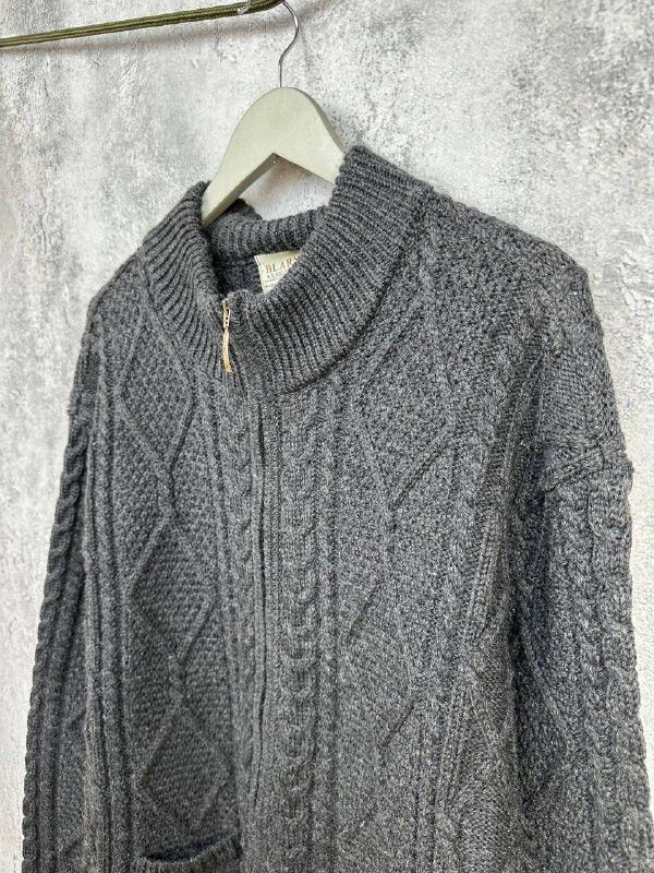Vintage Blarney Woollen Mills Aran Full Zip Sweater Wool Knit Size US XL / EU 56 / 4 - 5 Thumbnail
