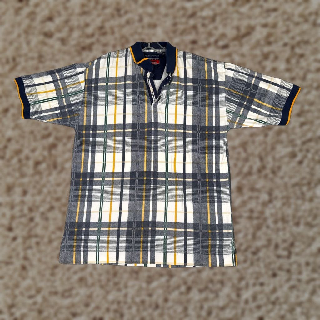 Vintage VINTAGE Colowear America Polo Shirt Men L White Yellow Black Plaid Cotton Shirt Polo Colowear America Men L White Plaid Cotton Size US L / EU 52-54 / 3 - 1 Thumbnail