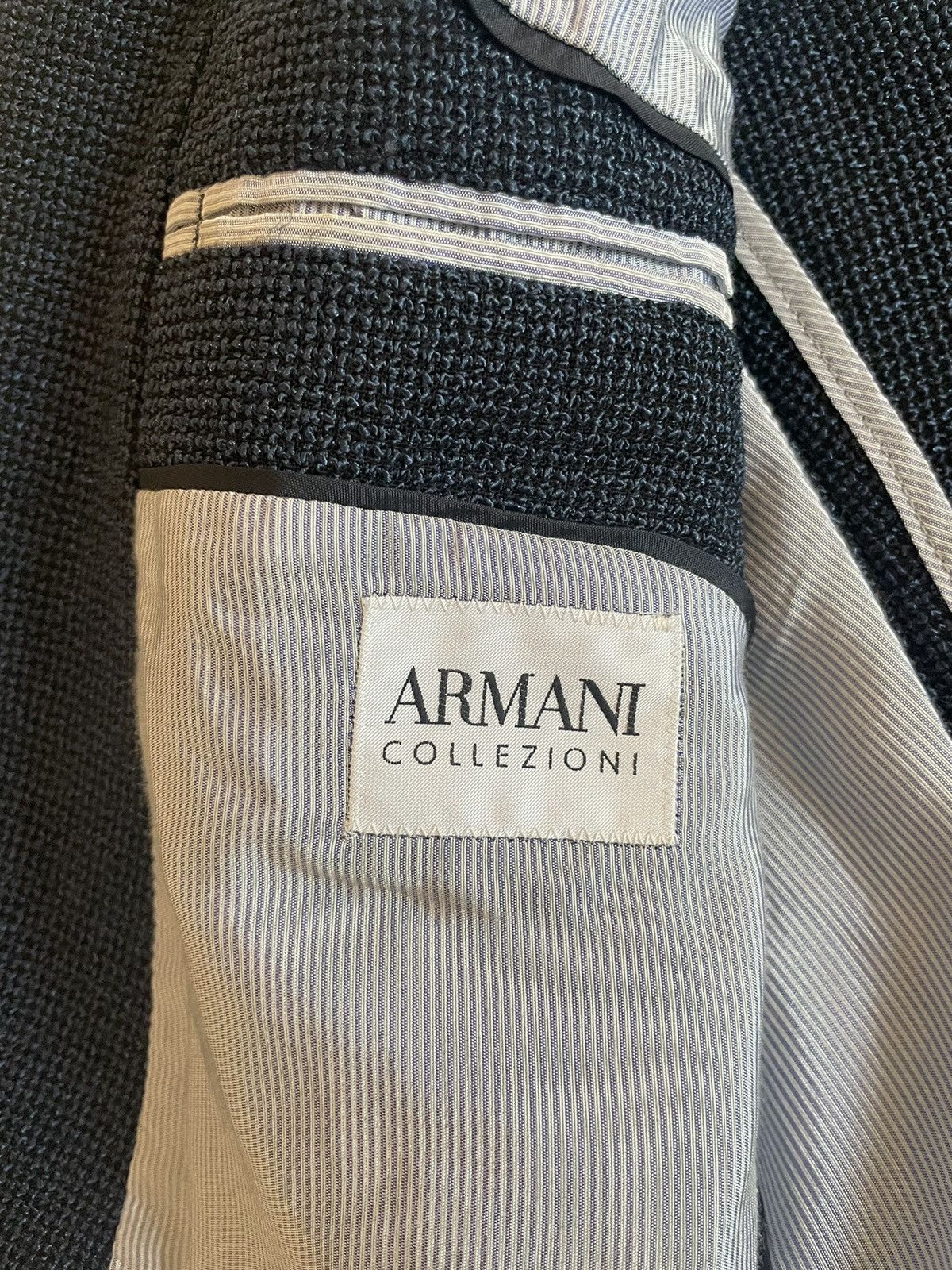 Armani Collezioni Textured Silk and Wool Patch Pocket Hopsack Jacket Size 40R - 6 Thumbnail