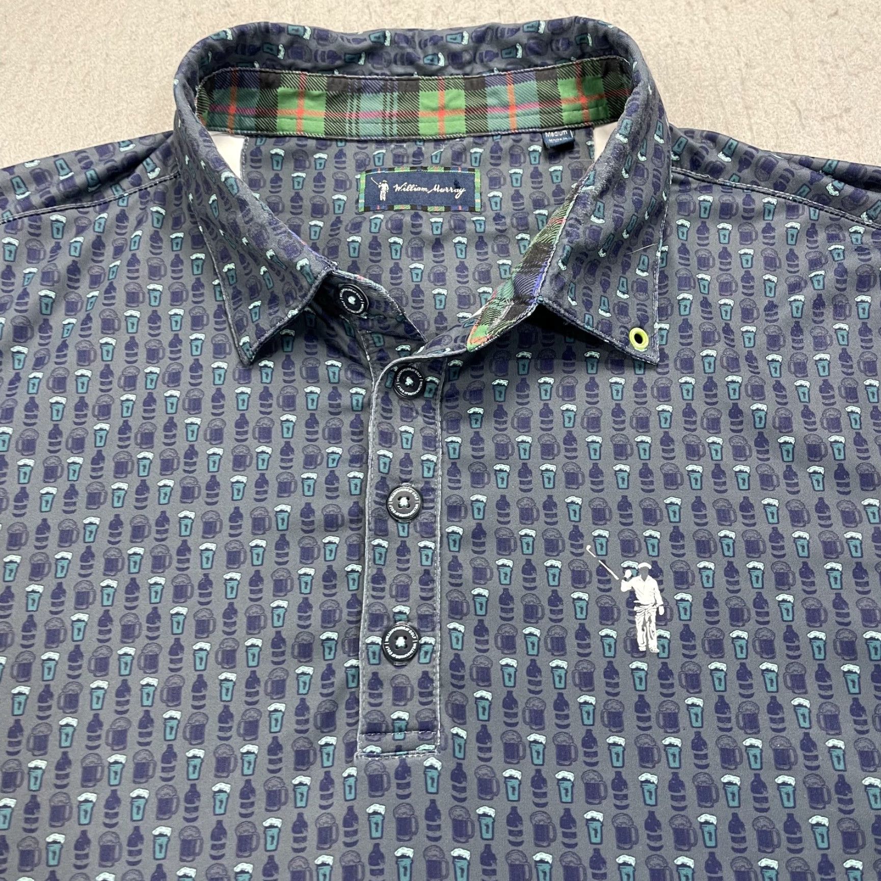 Vintage William Murray Polo Shirt Mens M Blue Beer Logo Golf Stretch Shirt Size US M / EU 48-50 / 2 - 2 Thumbnail