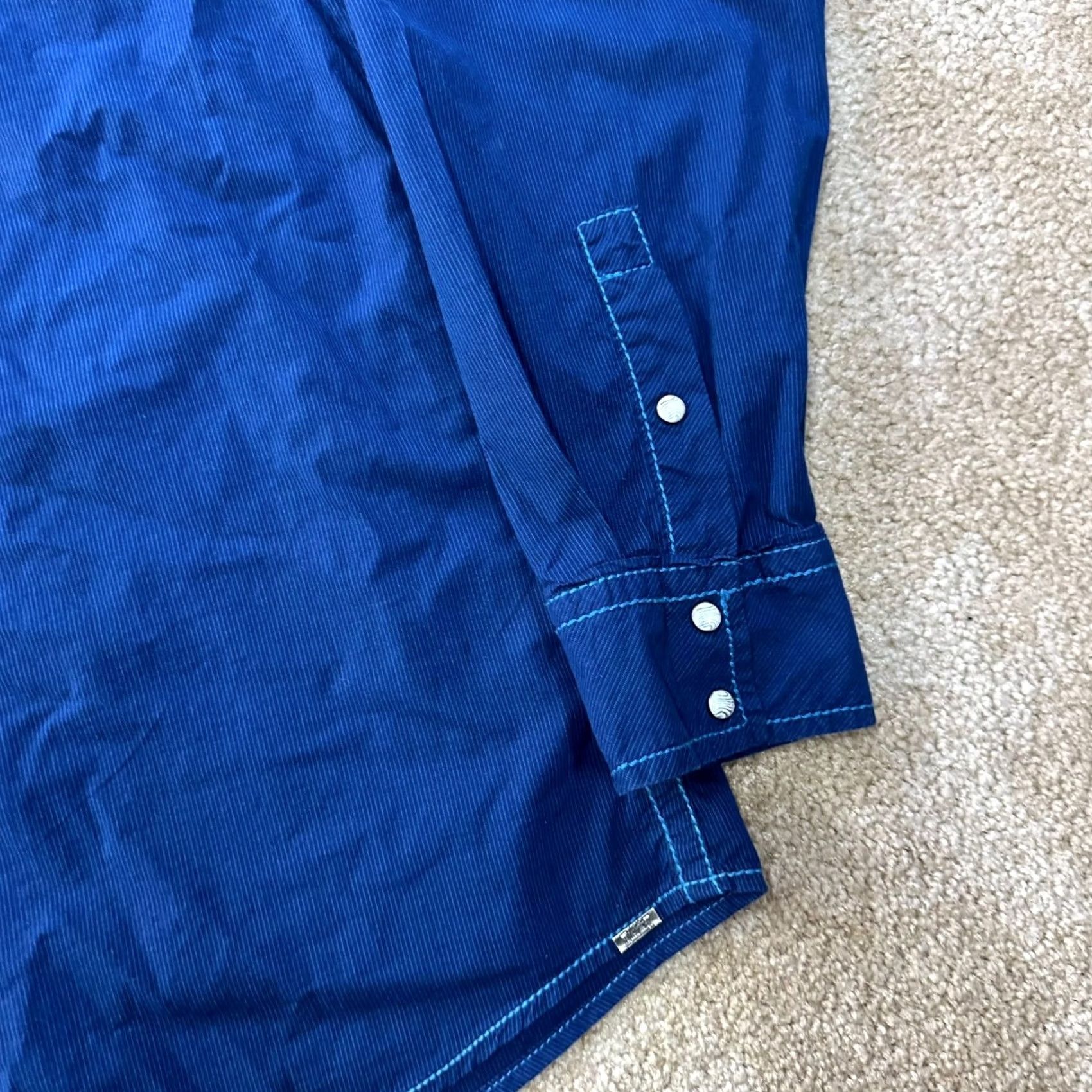 Buckle Black Buckle Black Button-Front Shirt Men's 2XL Athletic Fit Blue Button Up Cowboy Western Solid Long Sleeve Snap Front Vintage Size US XXL / EU 58 / 5 - 3 Thumbnail