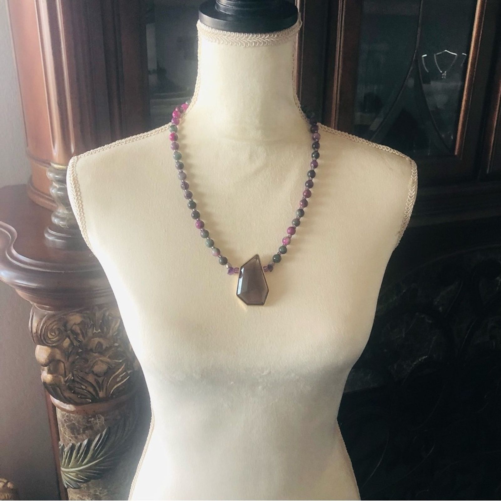 Handmade Handcrafted genuine ruby in zoisite topaz pendant necklace Size ONE SIZE - 4 Thumbnail