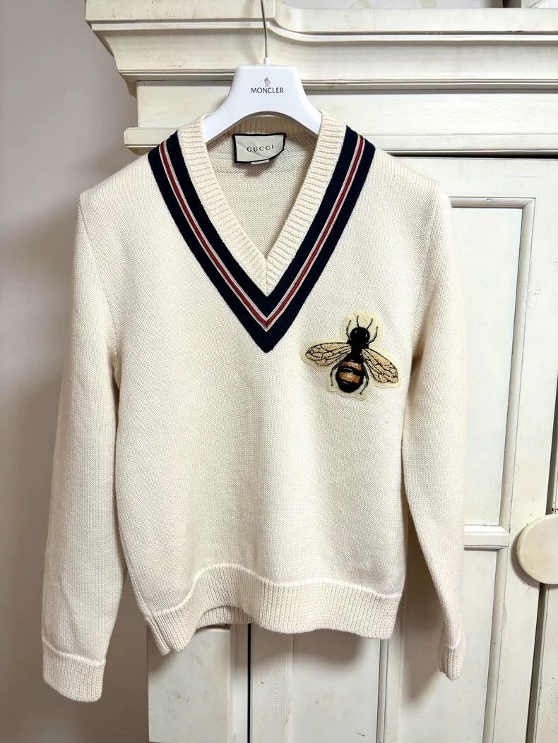 Gucci Gucci Men's Wool Knit Sweater With Bee - dmc Size US S / EU 44-46 / 1 - 1 Thumbnail