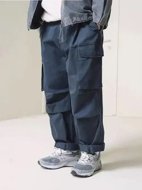 21SS Indigo Union Japan Navy Cargo Oversized Washed Pants
