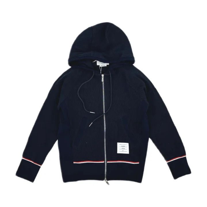Thom Browne Thom Browne Hooded Zipper Sweatshirt in Blue Size US S / EU 44-46 / 1 - 1 Thumbnail