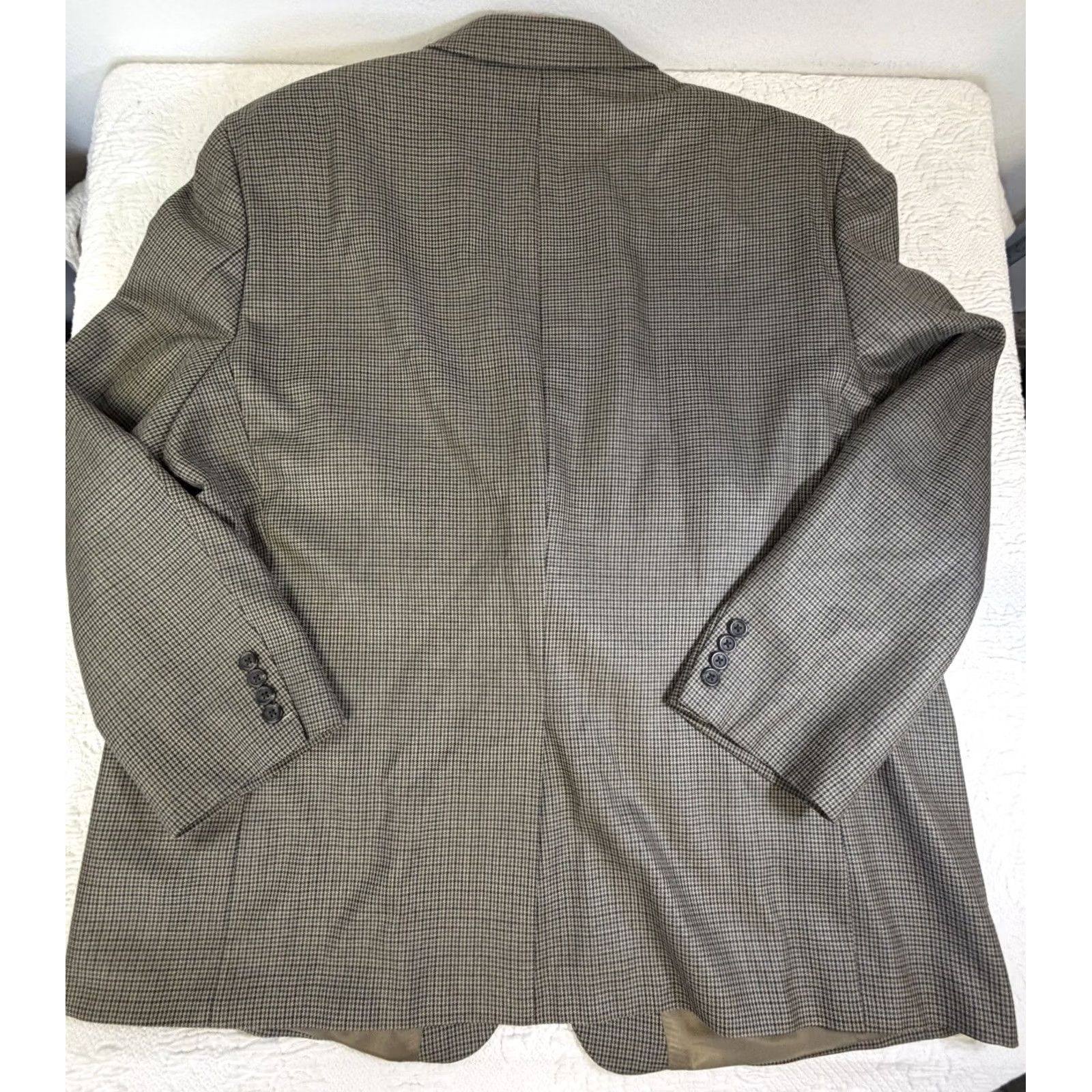 Ralph Lauren Lauren Ralph Lauren Mens 52R Silk Wool Blazer Brown Tan Houndstooth Sport Coat Size 52R - 2 Thumbnail