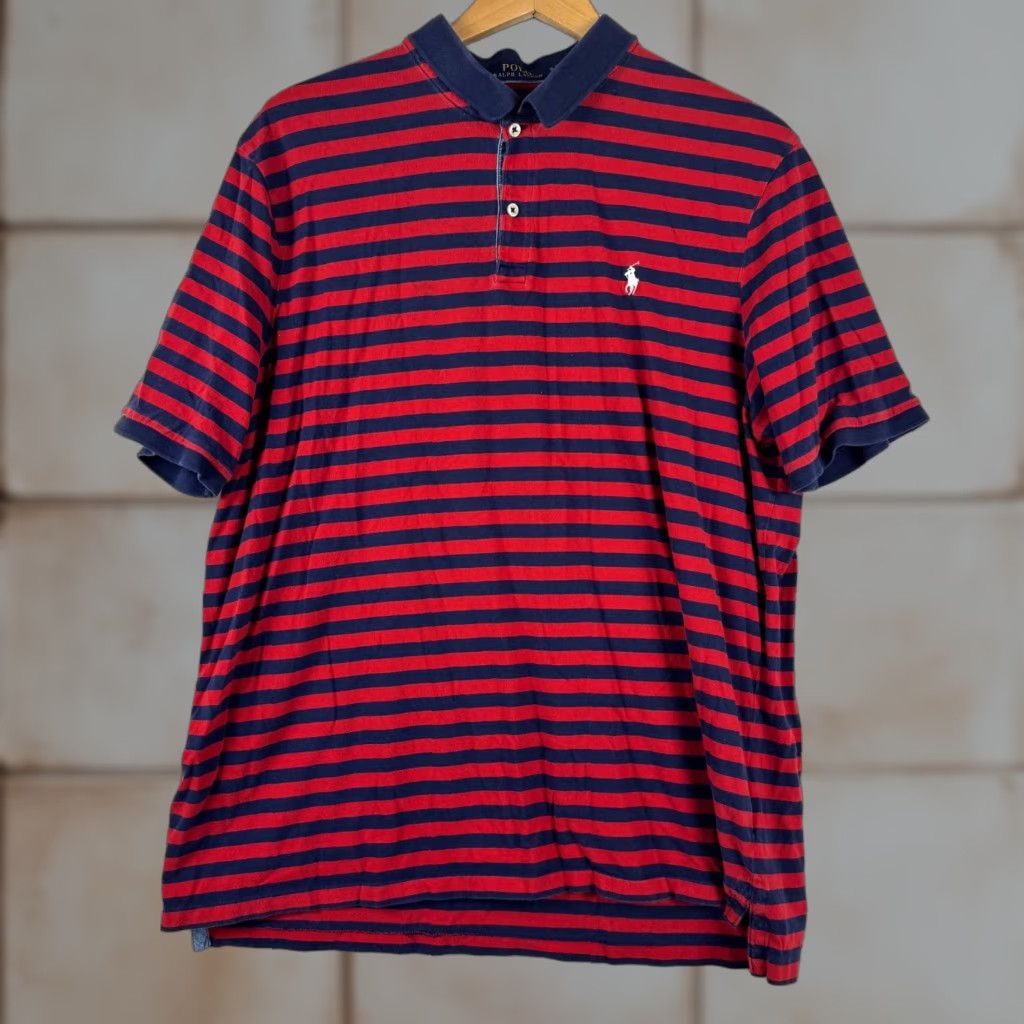 Polo Ralph Lauren Polo Ralph Lauren Shirt Polo Knit Short Sleeve Striped Blue Red Classic Fit XL Men's Shirt Size US XL / EU 56 / 4 - 1 Thumbnail