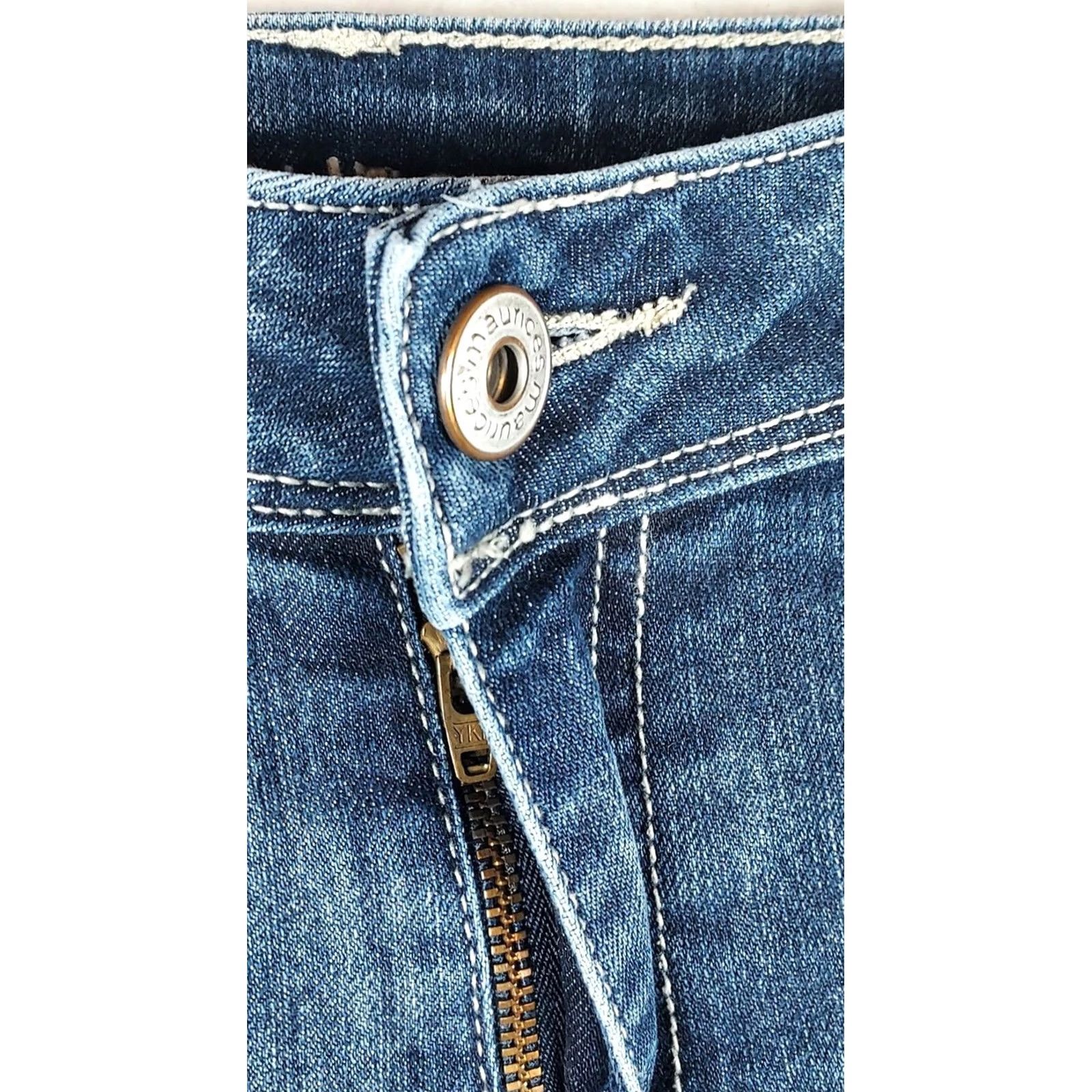 Vintage Maurices Jeans Women’s Regular Bootcut Denim 31In Inseam Medium Wash Blue 12 5-Pocket Stretch Zipper Button Size 34" / US 12 / IT 48 - 6 Thumbnail