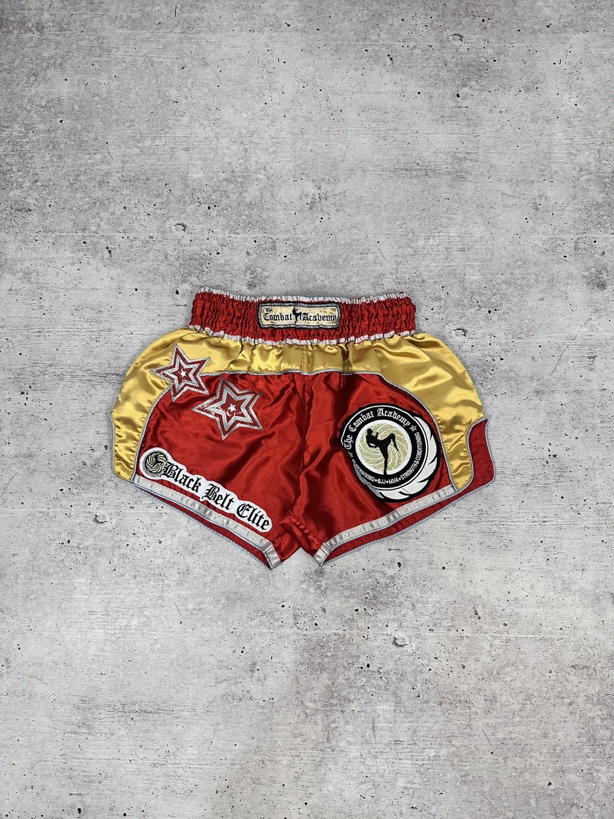 Other Combat Academy Muay Thai Boxing Shorts Satin Red/Gold Stars Size US 32 / EU 48 - 1 Thumbnail