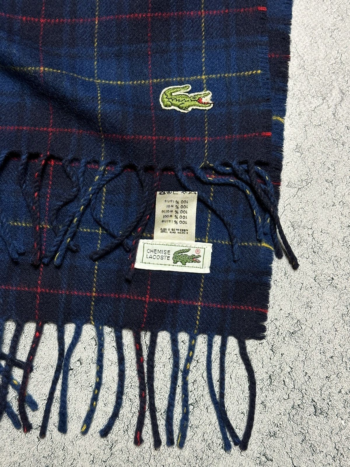 Lacoste 🐊Vintage Lacoste Wool Plaid Scarf Muffler Size ONE SIZE - 4 Thumbnail