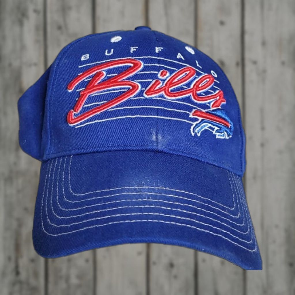 NFL RARE 90s NFL Buffalo Bills Blue Spell out Hat One Size Fits All Size ONE SIZE - 1 Thumbnail