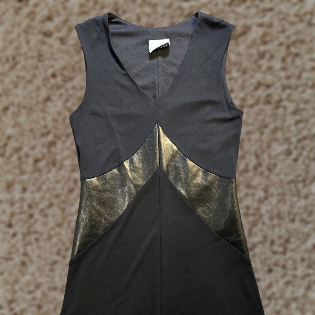 Joseph Ribkoff Dress Women Size 6 Black Faux Leather Sleeveless Classic  Cocktail - wellskinkop.com