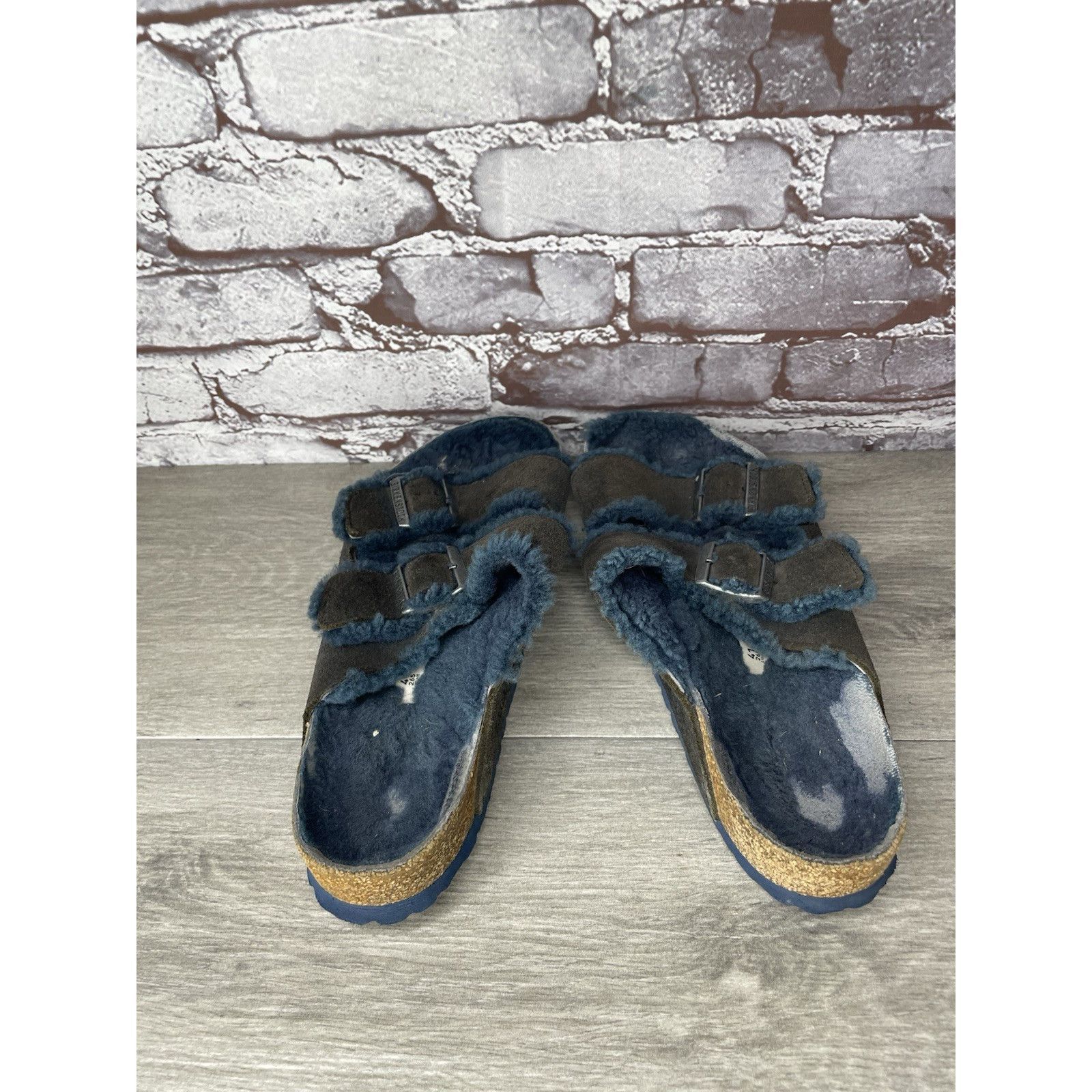 Birkenstock Birkenstock Arizona Fur Midnight Navy Strap Slides Sandals W Size US 10 / IT 40 - 5 Thumbnail