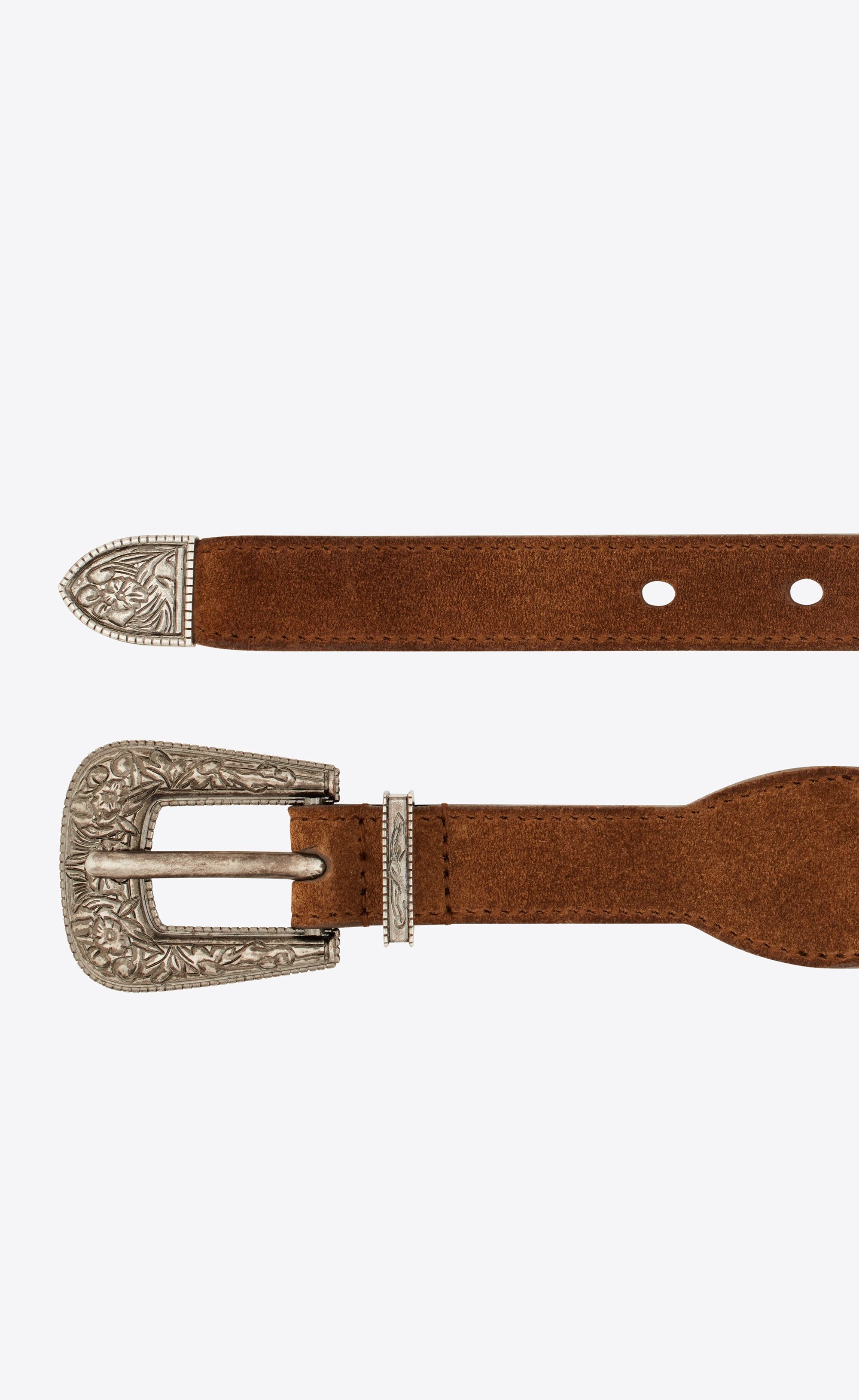 Saint Laurent Paris o1s1wg111224 Size: 110 /Folk Buckle Belt In Suede And Metal Size 42 - 2 Thumbnail
