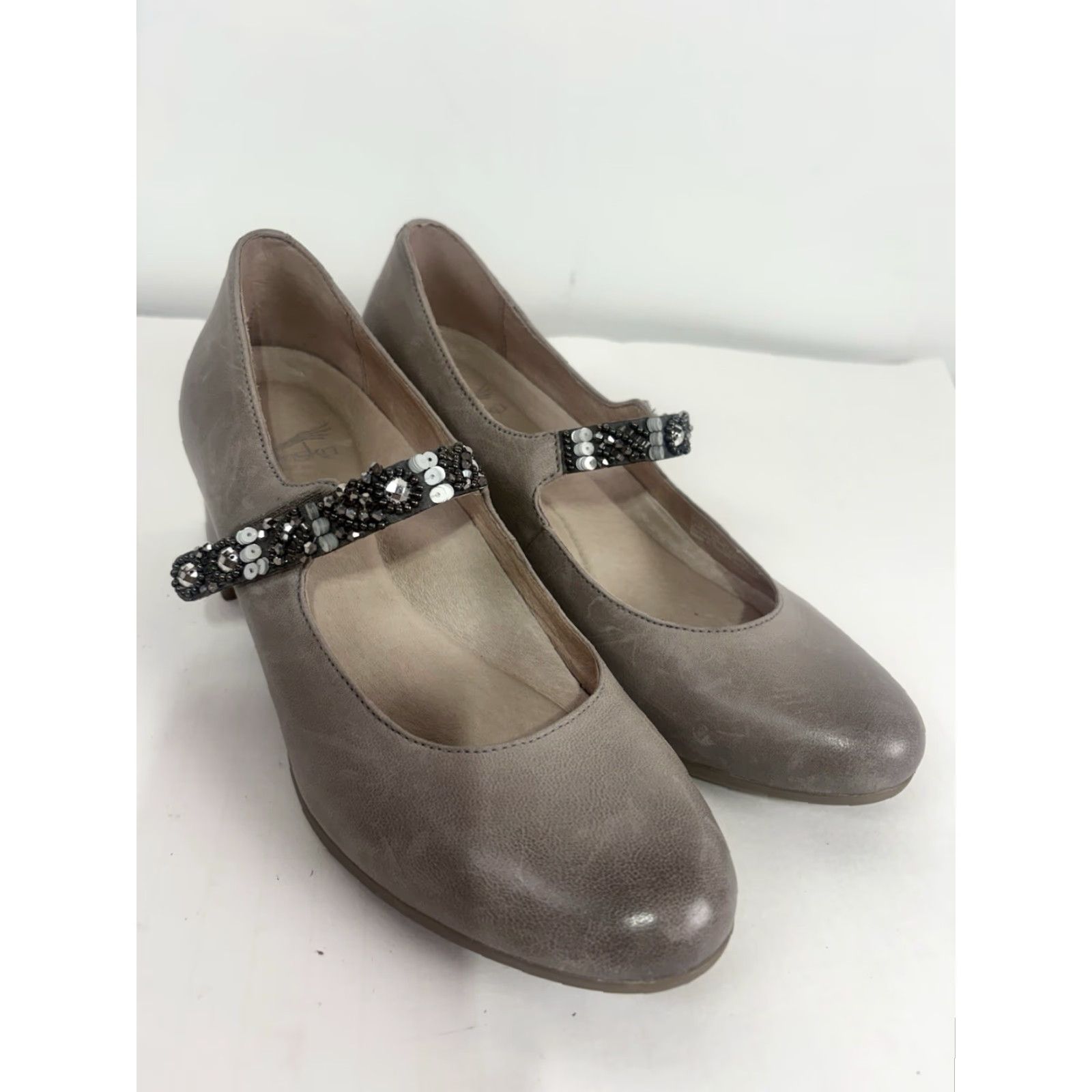 Dansko Dansko Gray Leather Block Heel Mary Janes Womens Size 36 Casual Comfort Size US 7 / IT 37 - 3 Thumbnail