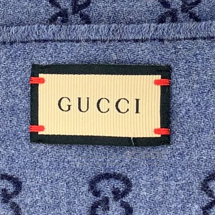 Gucci Gucci Dark blue logo jacquard full print wool scarf Size ONE SIZE - 5 Thumbnail