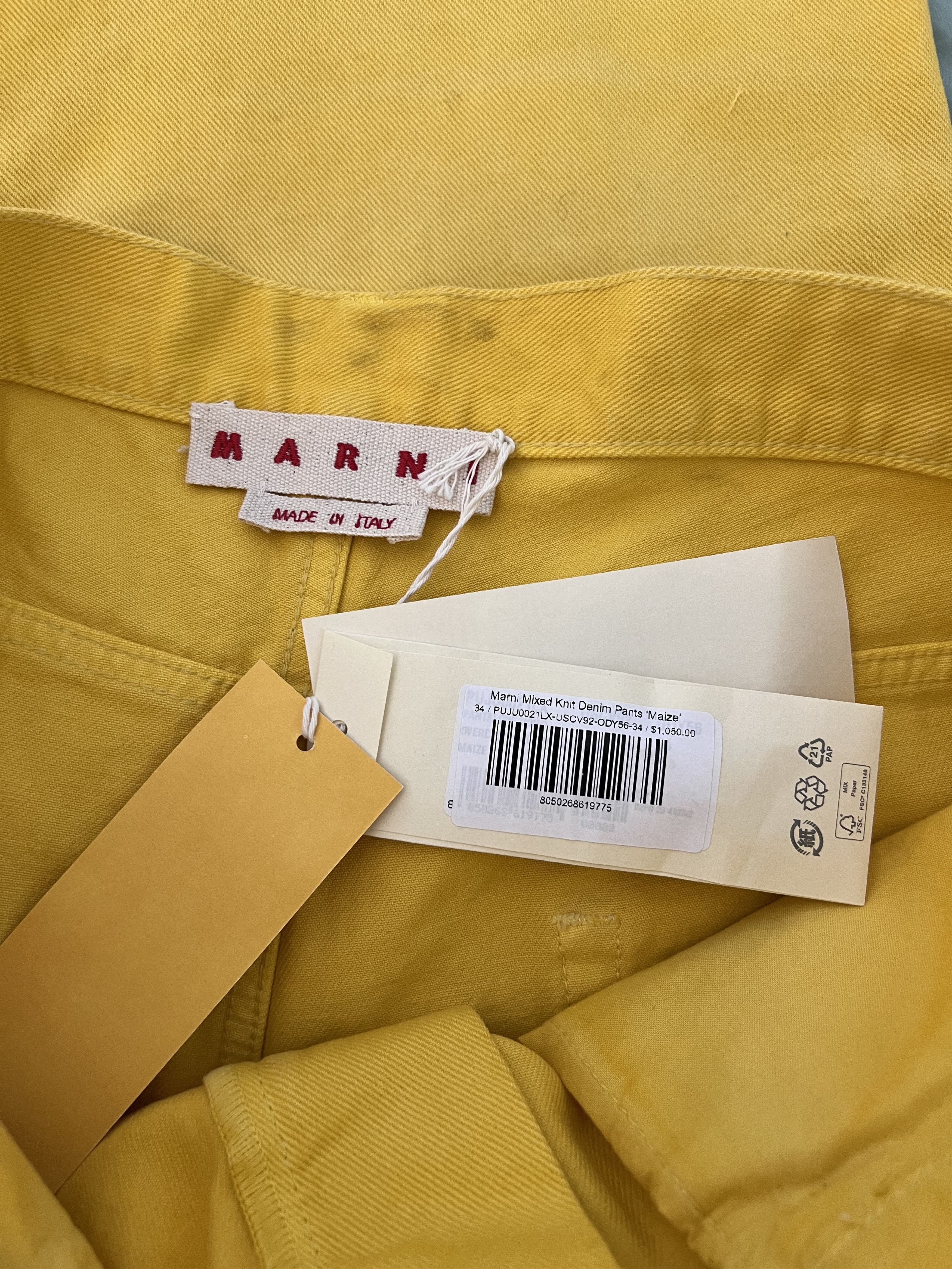 Marni Marni Mixed Knit Denim Pants in Maize Yellow Size US 34 / EU 50 - 10 Thumbnail