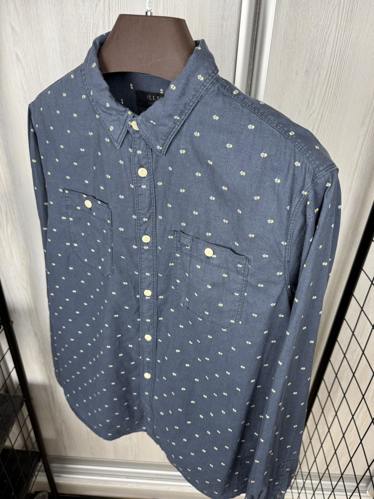 Allsaints Allsaints Casual Shirt Blue Alnico Long Sleeve Linen Cotton Size US L / EU 52-54 / 3 - 7 Thumbnail