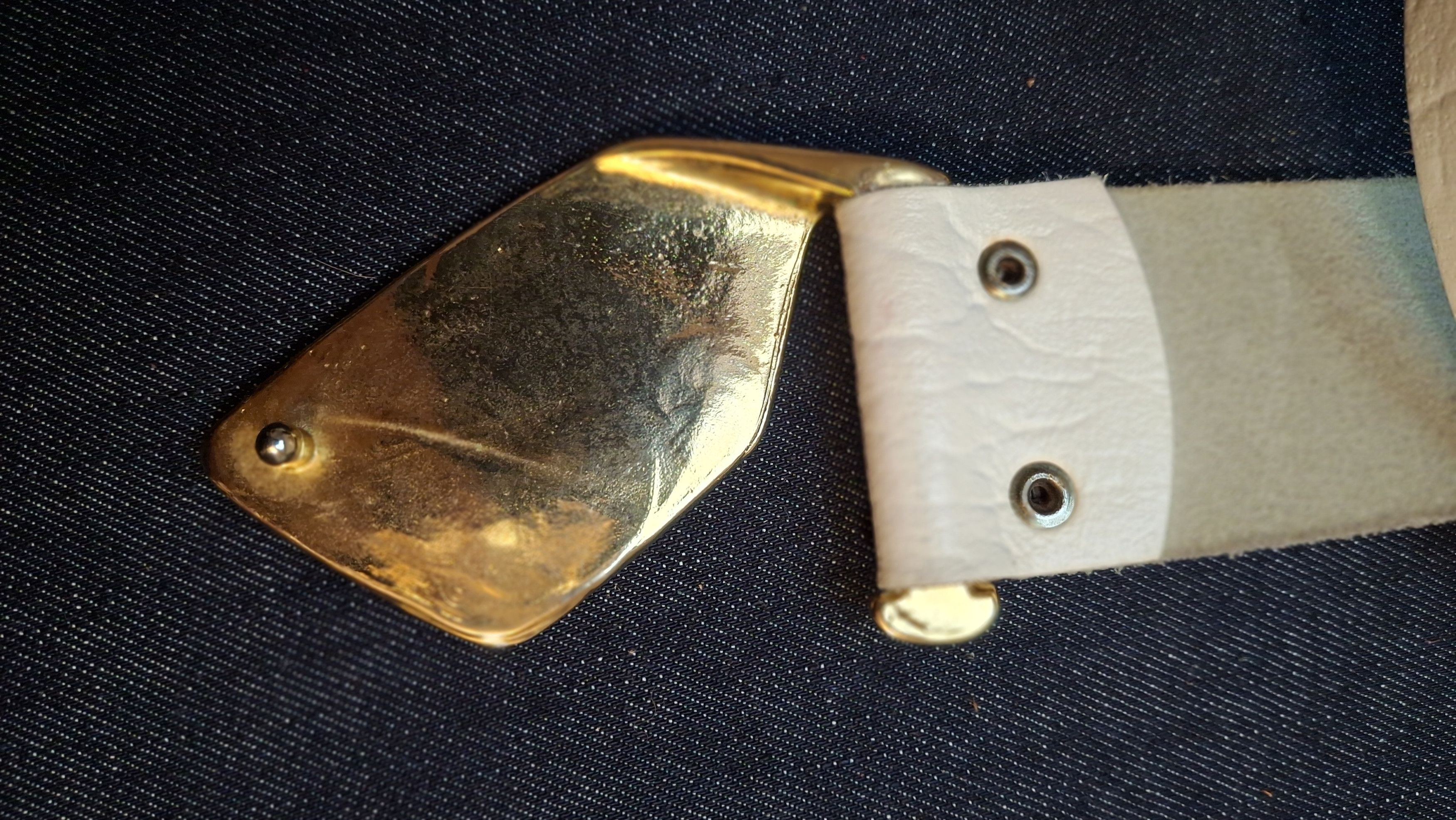 Vintage Vintage White Textured Leather Belt - Gold Avant-Garde Size ONE SIZE - 3 Thumbnail