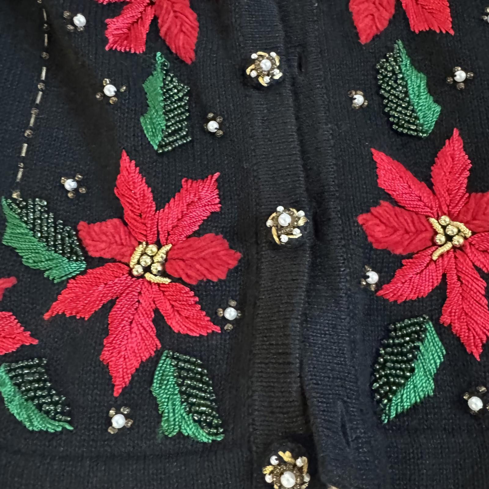 Other Victoria Jones Christmas Floral Button-Up Cardigan Size S / US 4 / IT 40 - 2 Thumbnail