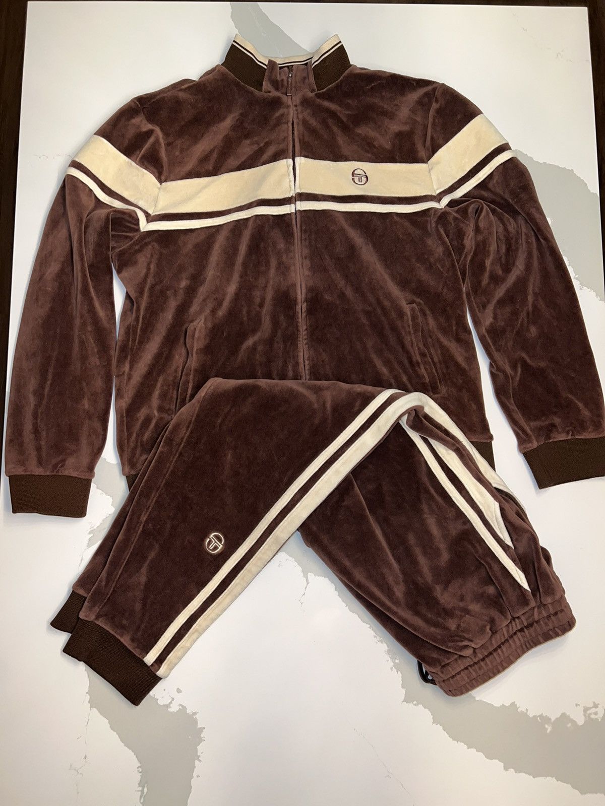 Sergio Tacchini Tracksuit Brown Velour
