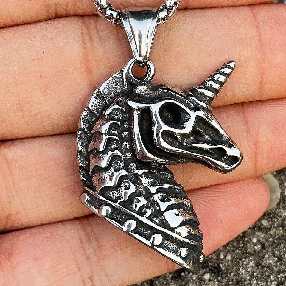 Jewelry × Vintage Unique Skull Horse Unicorn Pendant Necklace Size ONE SIZE - 2 Thumbnail