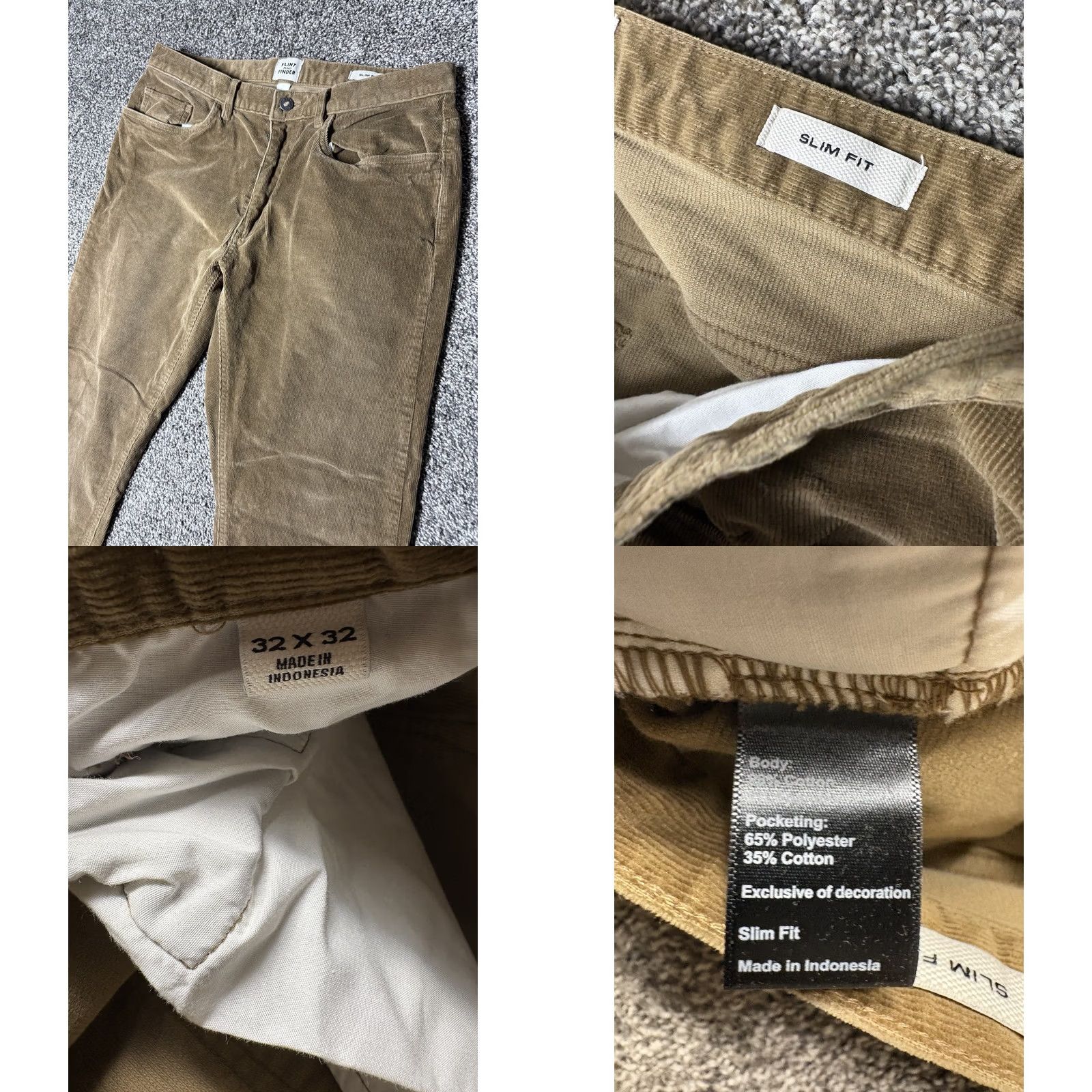 Flint And Tinder Flint and Tinder Corduroy Pants Mens 32x32 Brown Athletic Slim Fit Tapered Casual Size US 32 / EU 48 - 8 Thumbnail