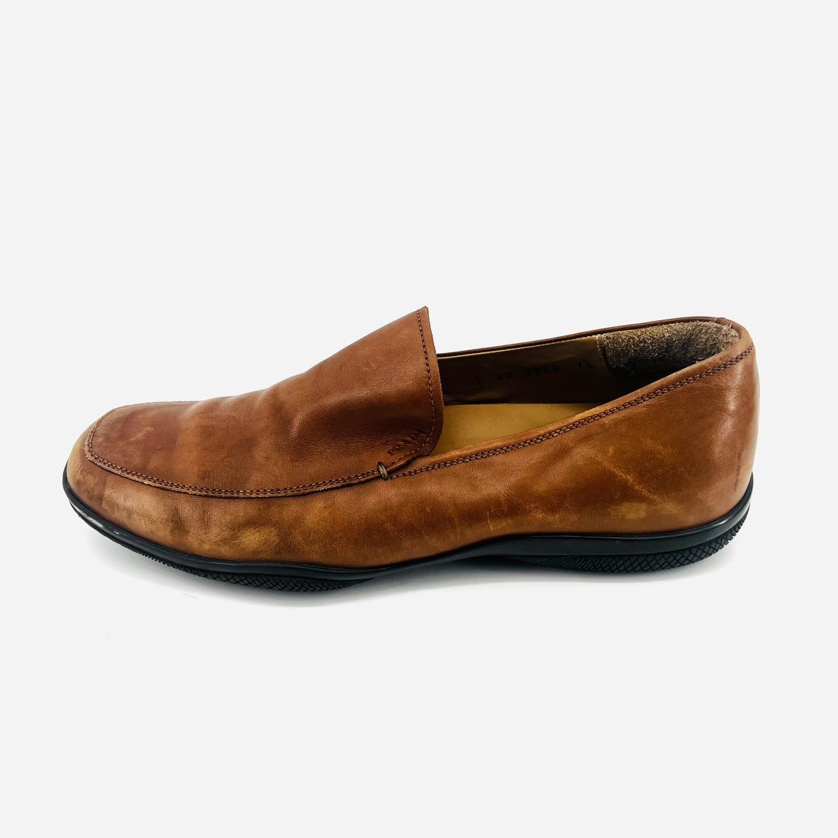 Prada Prada Men’s Brown Leather Loafers Shoes 7.5 Y2K Rubber Sole Size US 7.5 / EU 40-41 - 6 Thumbnail