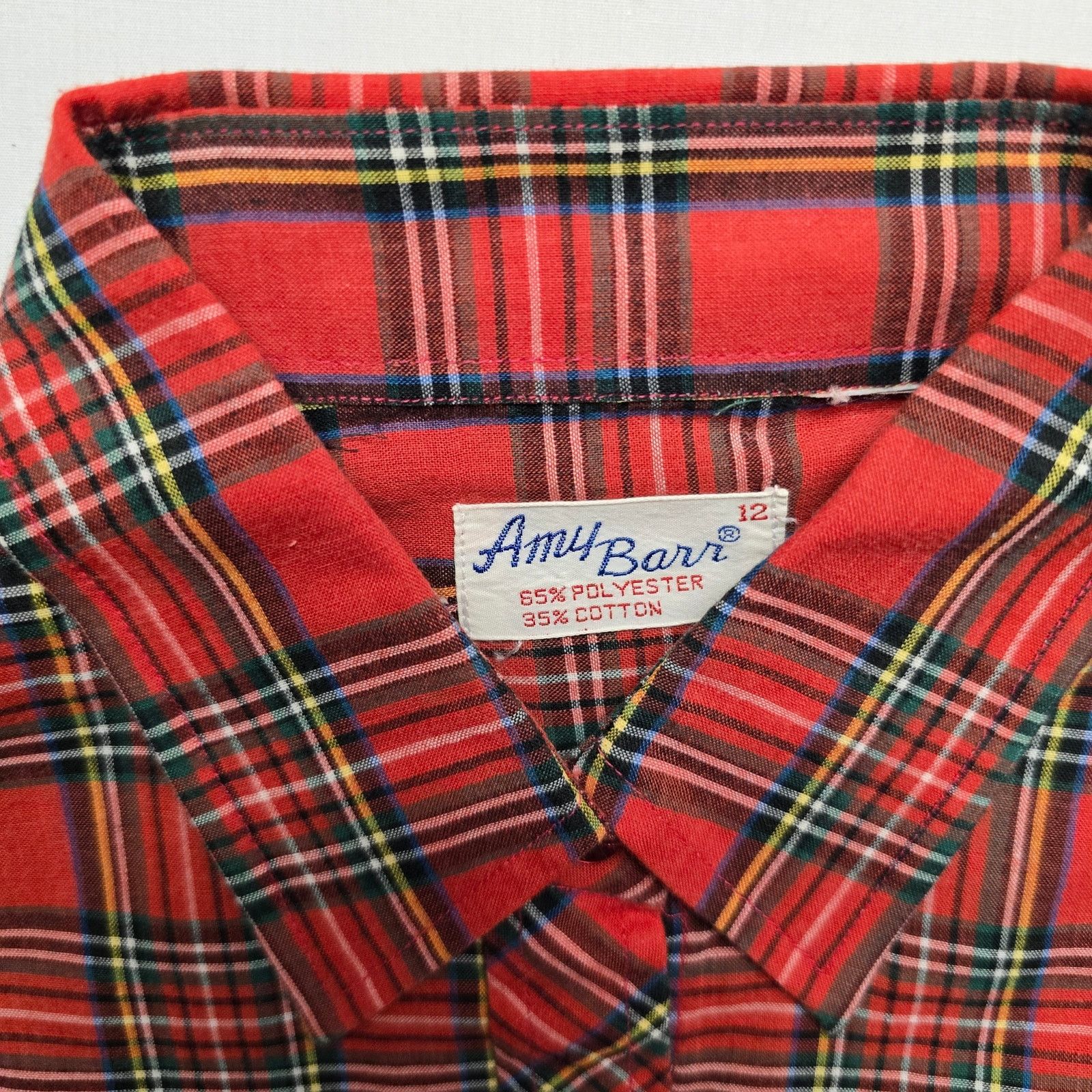 Vintage Vintage Amy Barr 12 Red Plaid Long Sleeve Button Blouse Size XL / US 12-14 / IT 48-50 - 4 Thumbnail