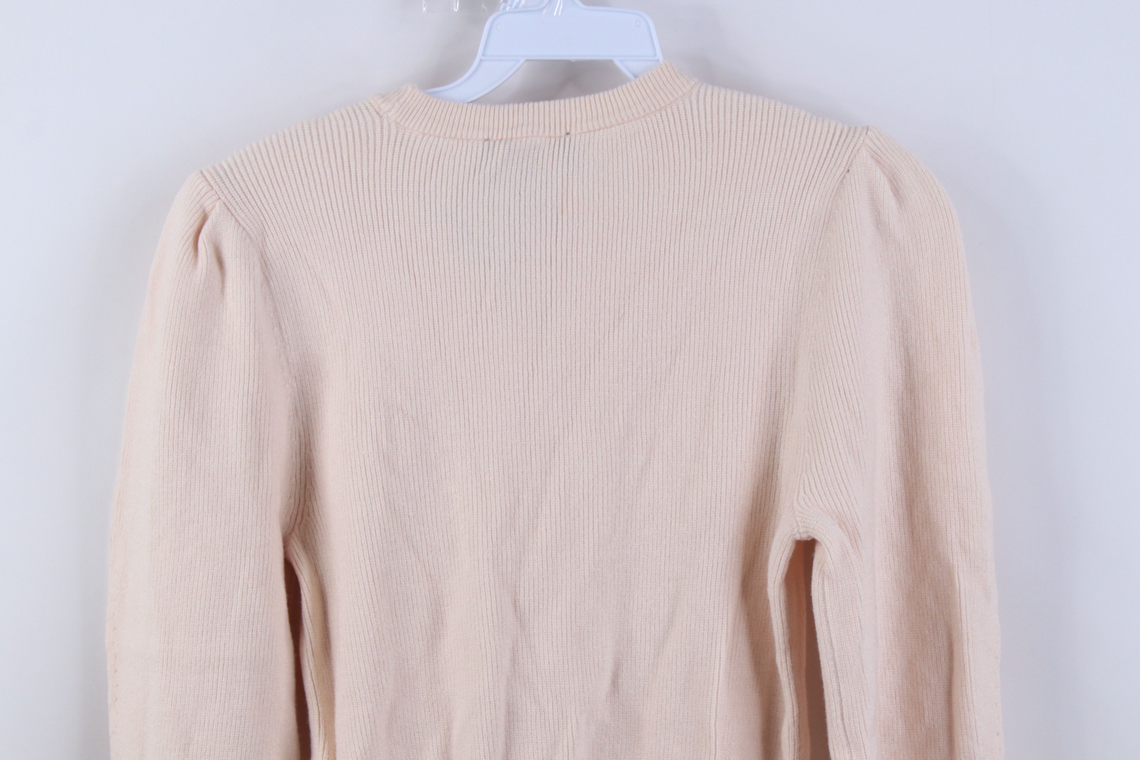 Express New Express Sleeve Ribbed Knit Ruffled Sweater Light Pink Size S / US 4 / IT 40 - 10 Thumbnail
