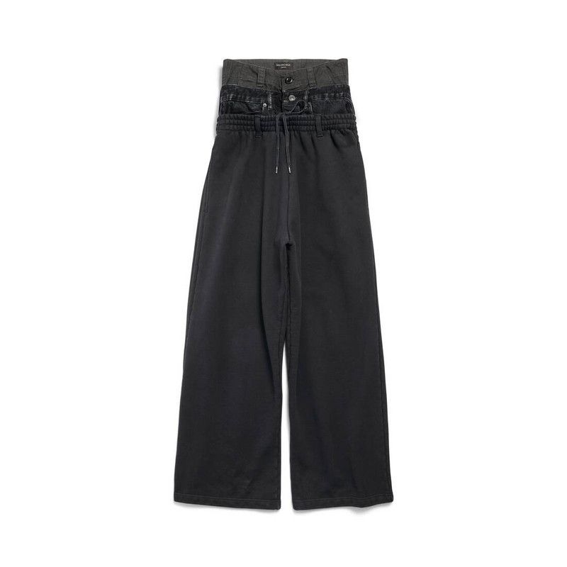 Balenciaga o1w1db10426 Layered Jogging Pants in Black Size US 28 / EU 44 - 1 Thumbnail