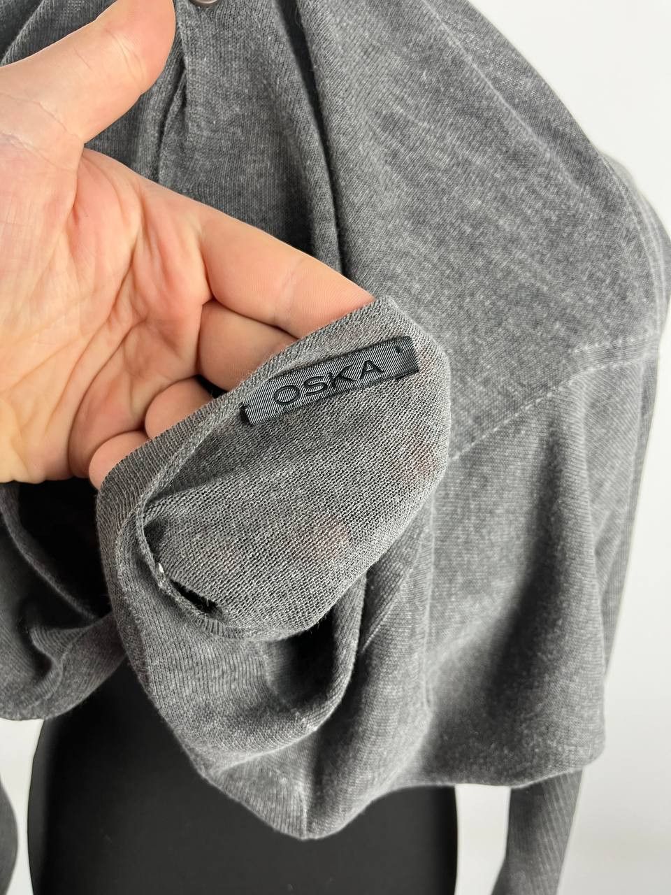 OSKA OSKA Gray V-Neck Cardigan Button Down Lagenlook Knitwear Size XS / US 0-2 / IT 36-38 - 8 Thumbnail