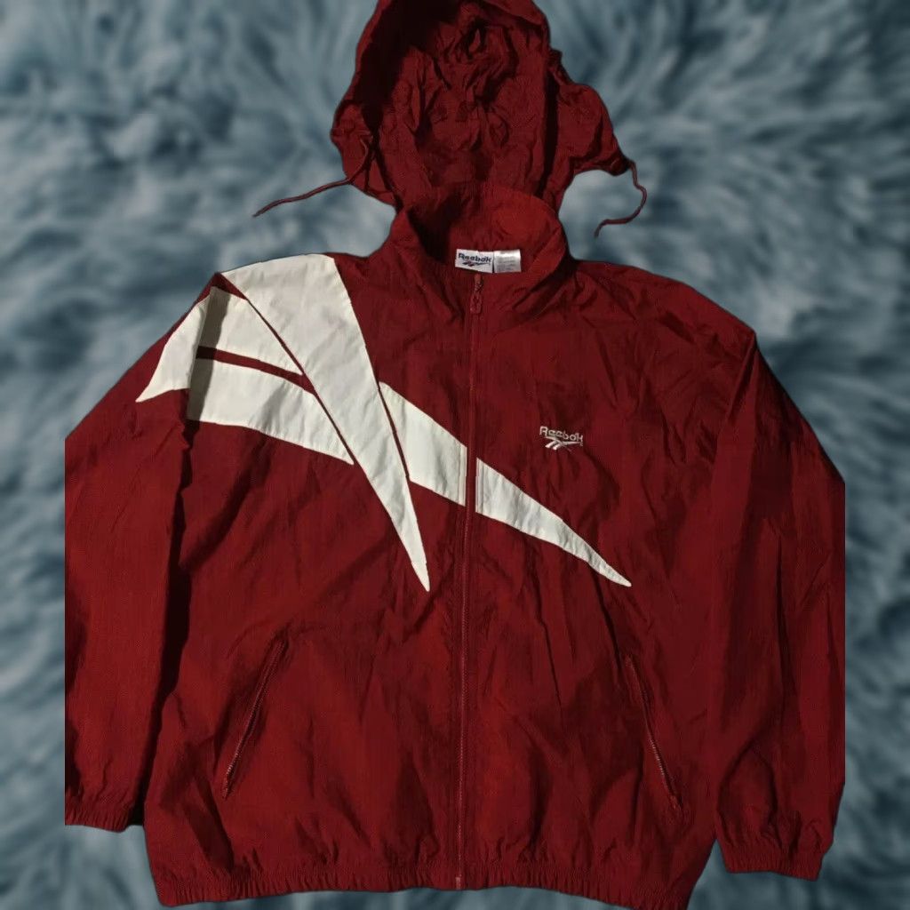 Reebok VINTAGE Reebok Jacket XL Red Striped Logo 90s 80s USA Hip Hop Basketball Track & Field Windbreaker Mens Size US XL / EU 56 / 4 - 1 Thumbnail