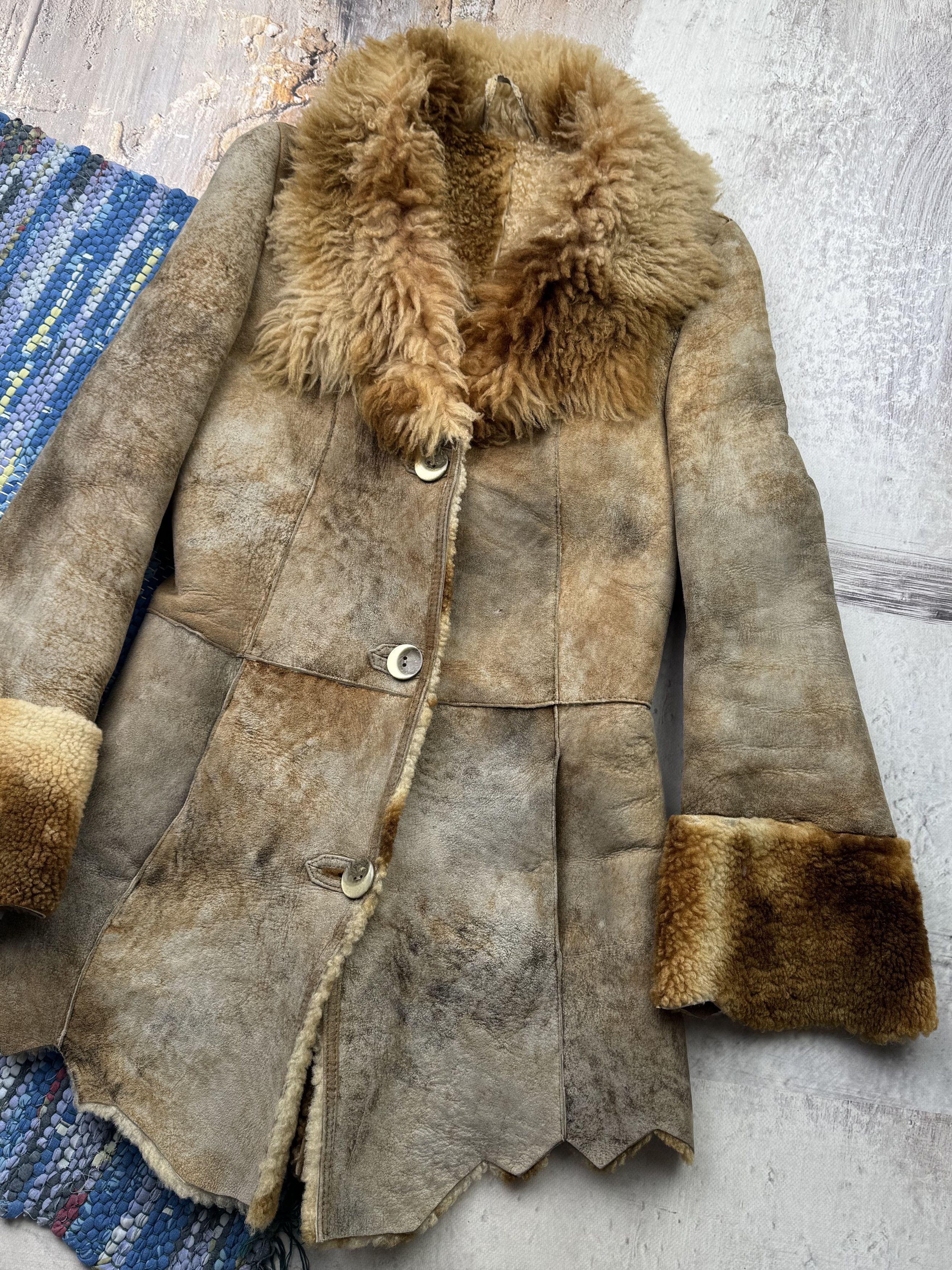 Vintage Vintage Real Sheepskin Faded Jacket A678D15(466) Size XS / US 0-2 / IT 36-38 - 3 Thumbnail