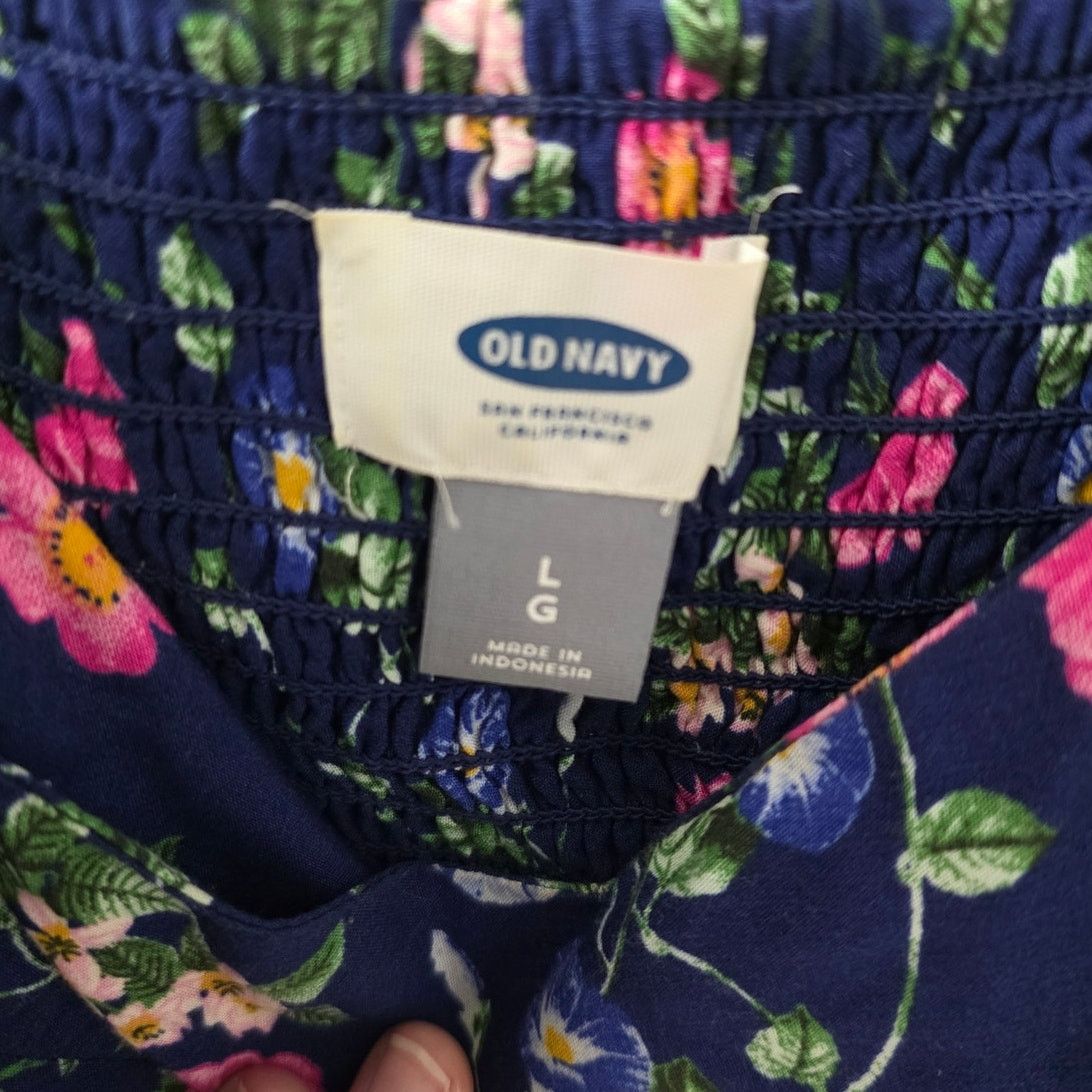 Old Navy Old Navy Blue Floral Sundress - Large Size L / US 10 / IT 46 - 3 Thumbnail