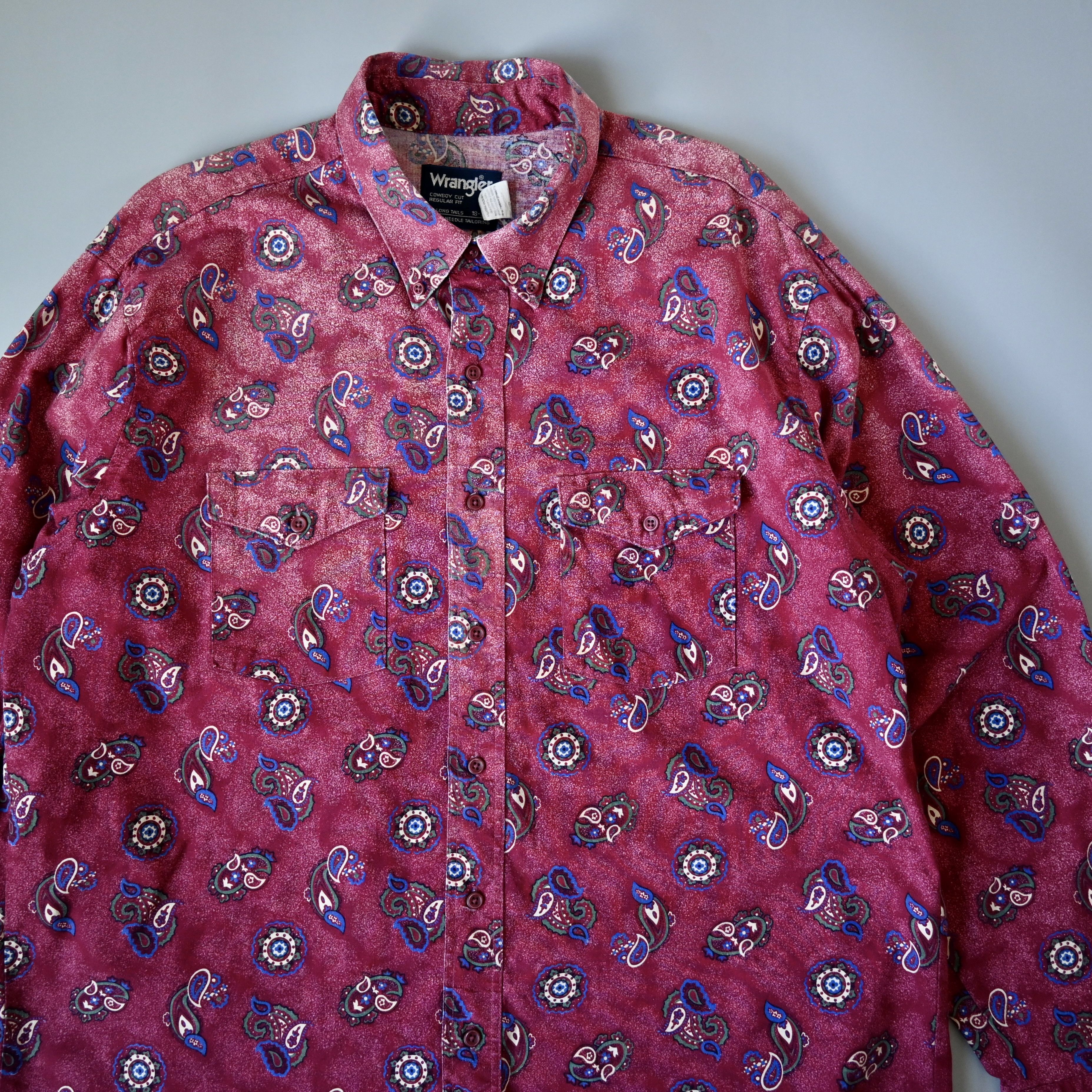 Vintage VTG Wrangler paisley pattern cotton western shirt, maroon Size US XL / EU 56 / 4 - 1 Thumbnail